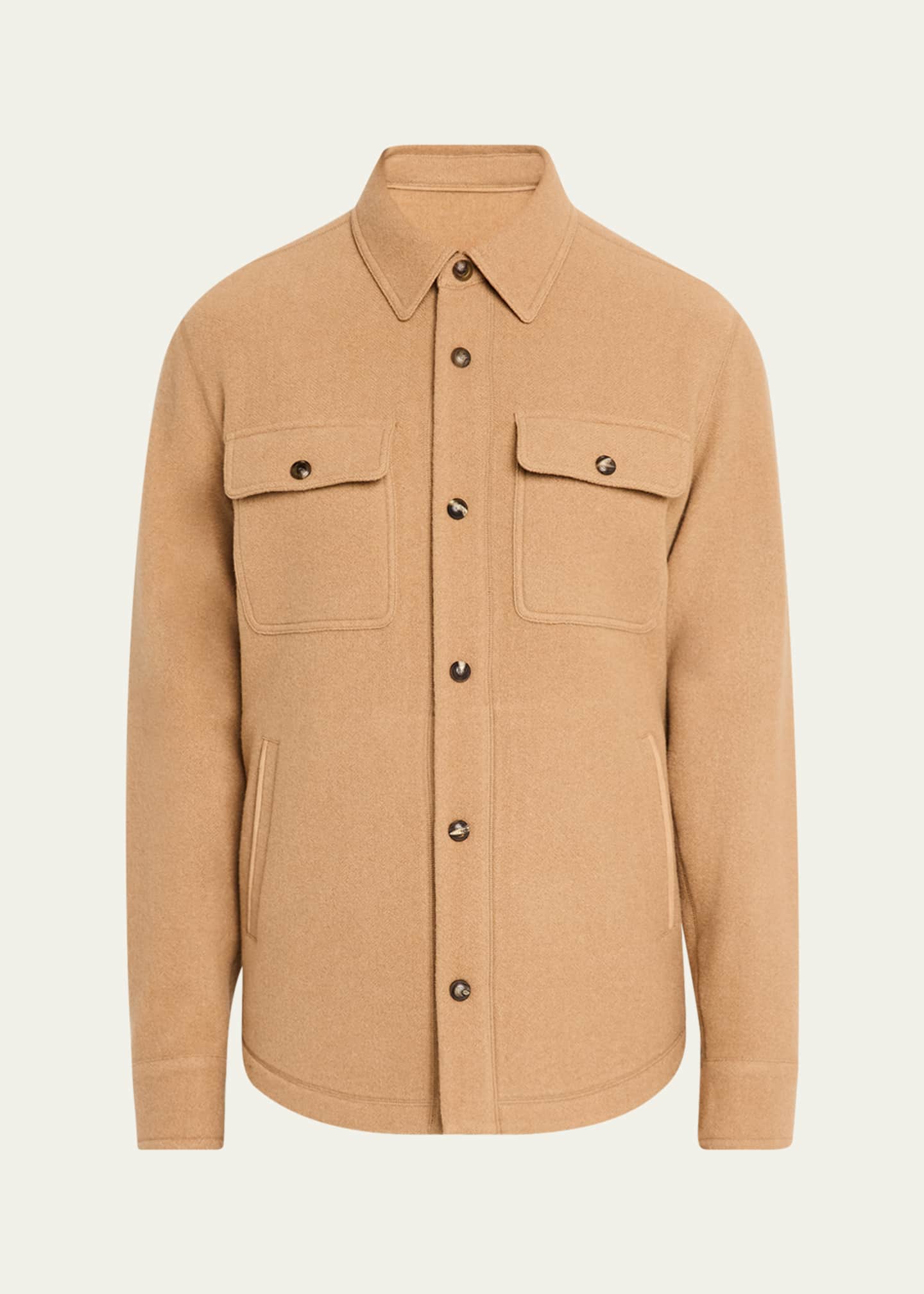 Ralph Lauren Purple Label Men's Brushed Wool-Cashmere Overshirt Image 1 of 5