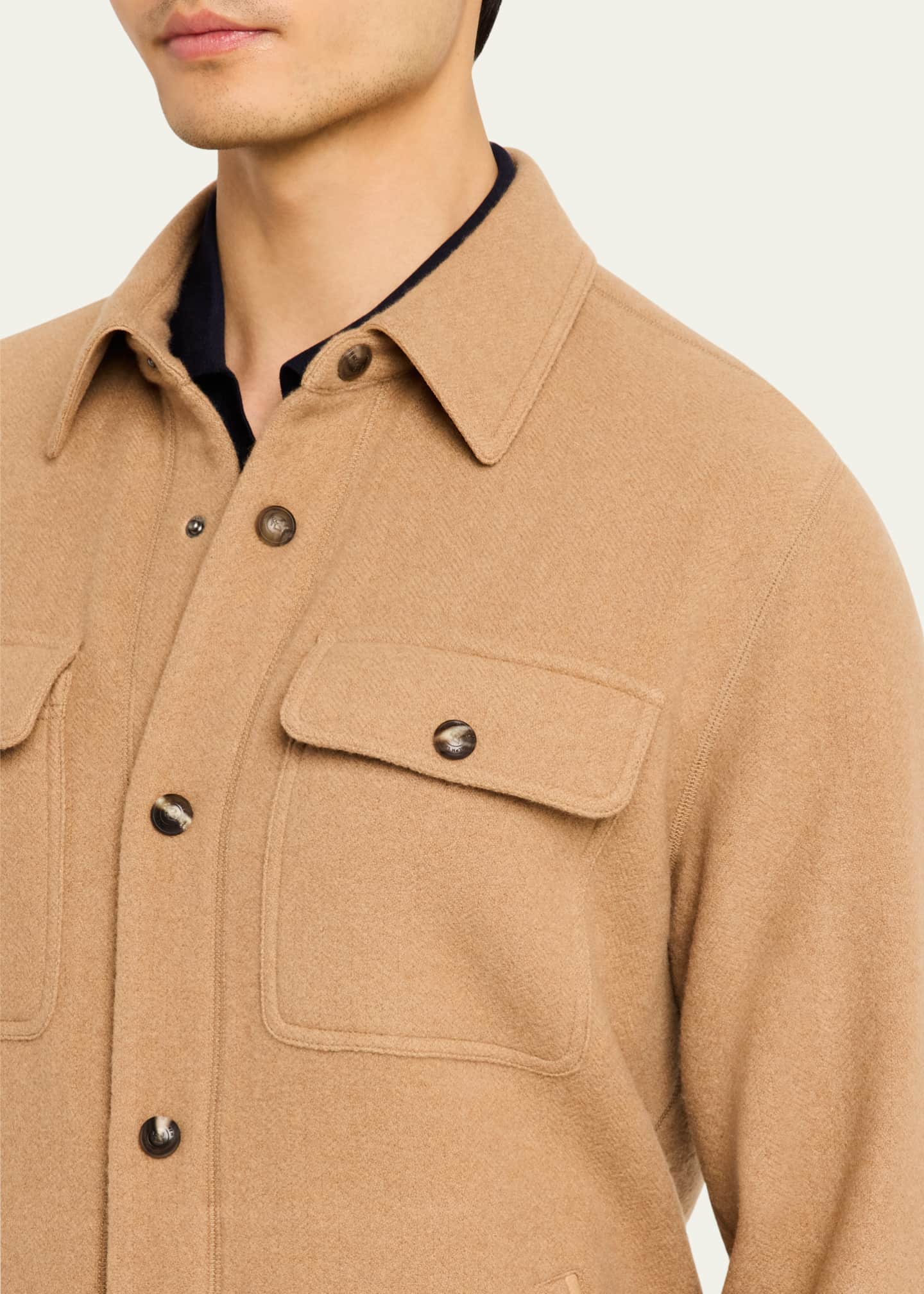 Ralph Lauren Purple Label Men's Brushed Wool-Cashmere Overshirt Image 5 of 5