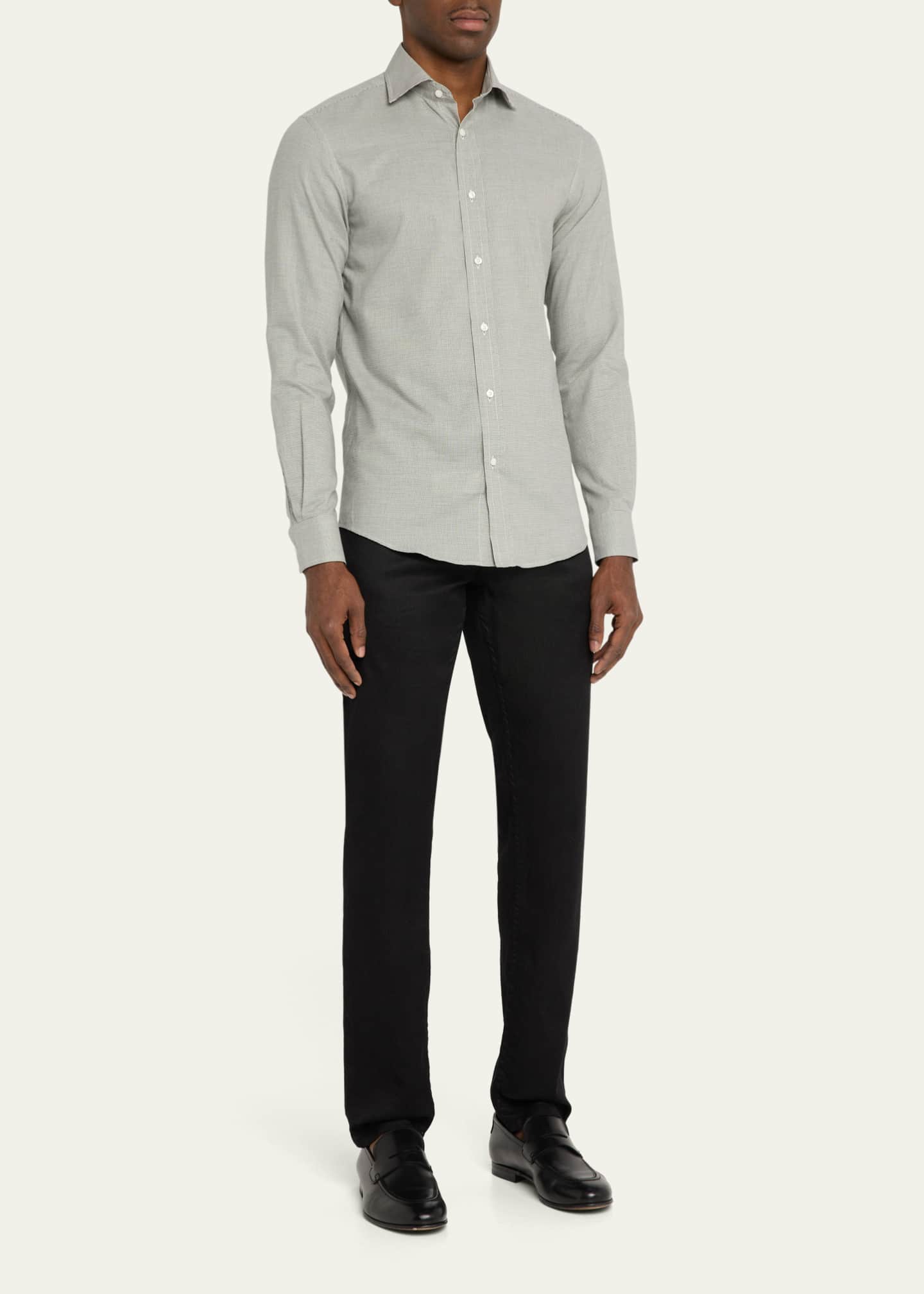 Ralph Lauren Purple Label Men's Aston Mini-Houndstooth Sport Shirt Image 2 of 5