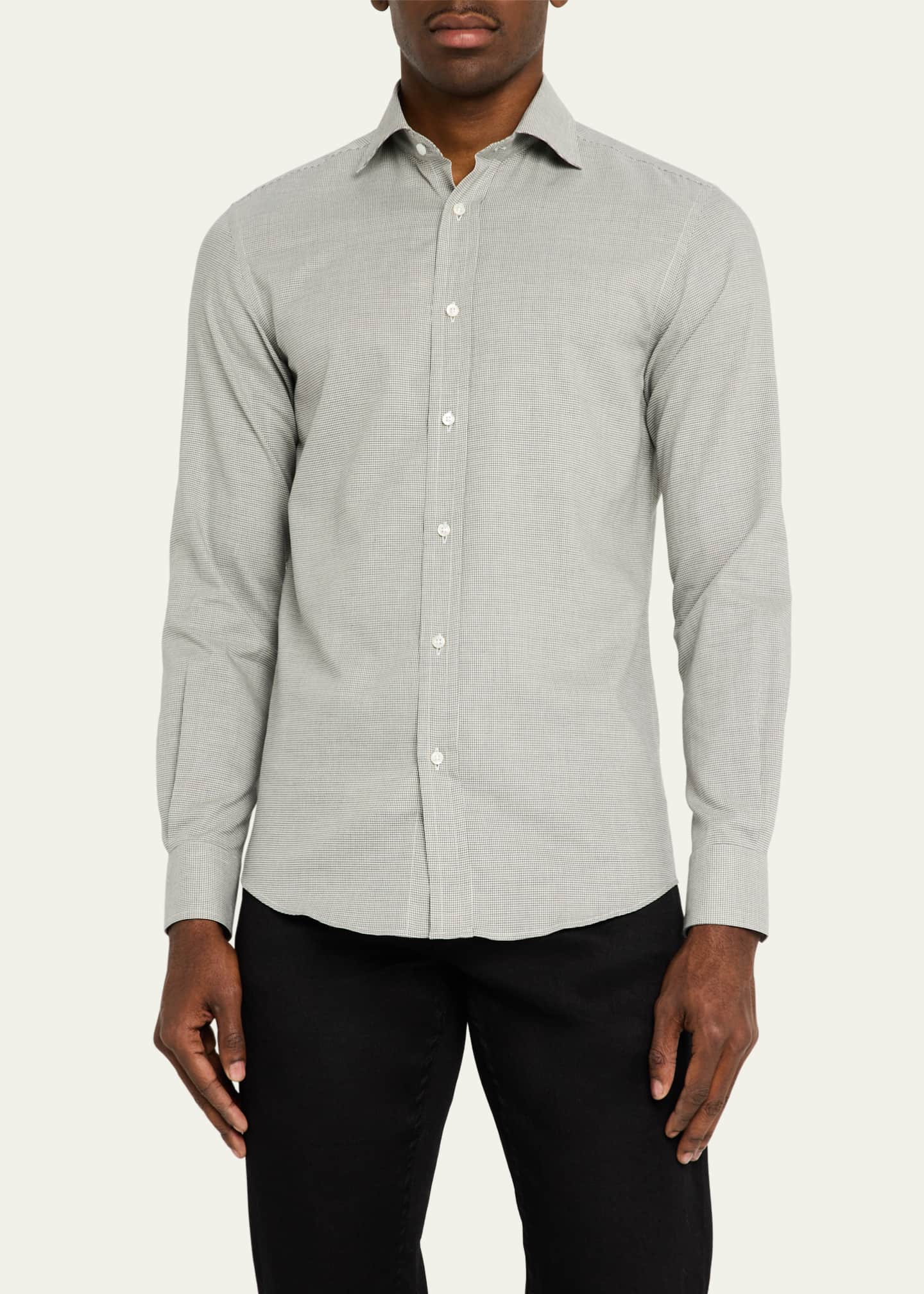 Ralph Lauren Purple Label Men's Aston Mini-Houndstooth Sport Shirt Image 4 of 5