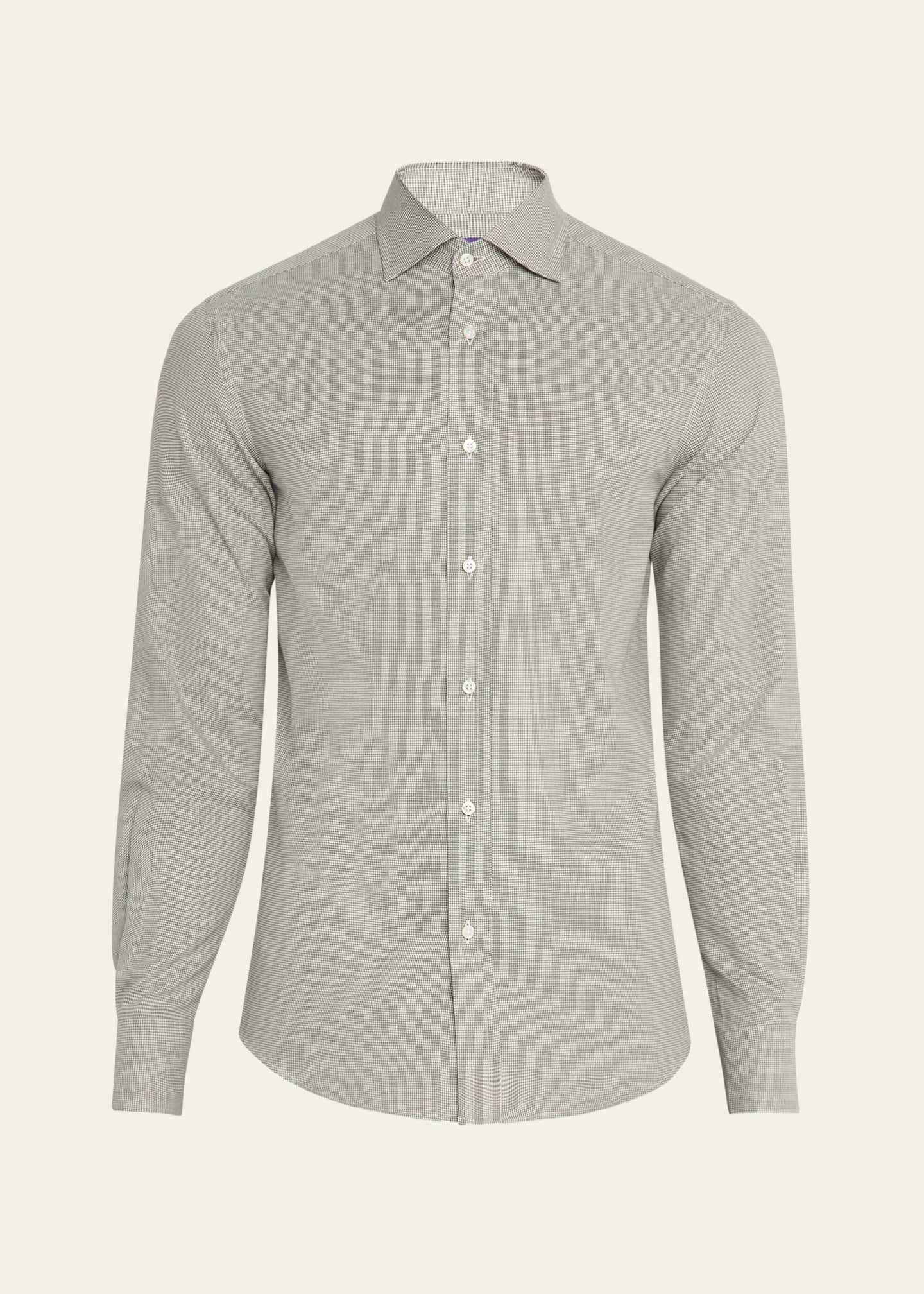 Ralph Lauren Purple Label Men's Aston Mini-Houndstooth Sport Shirt Image 1 of 5