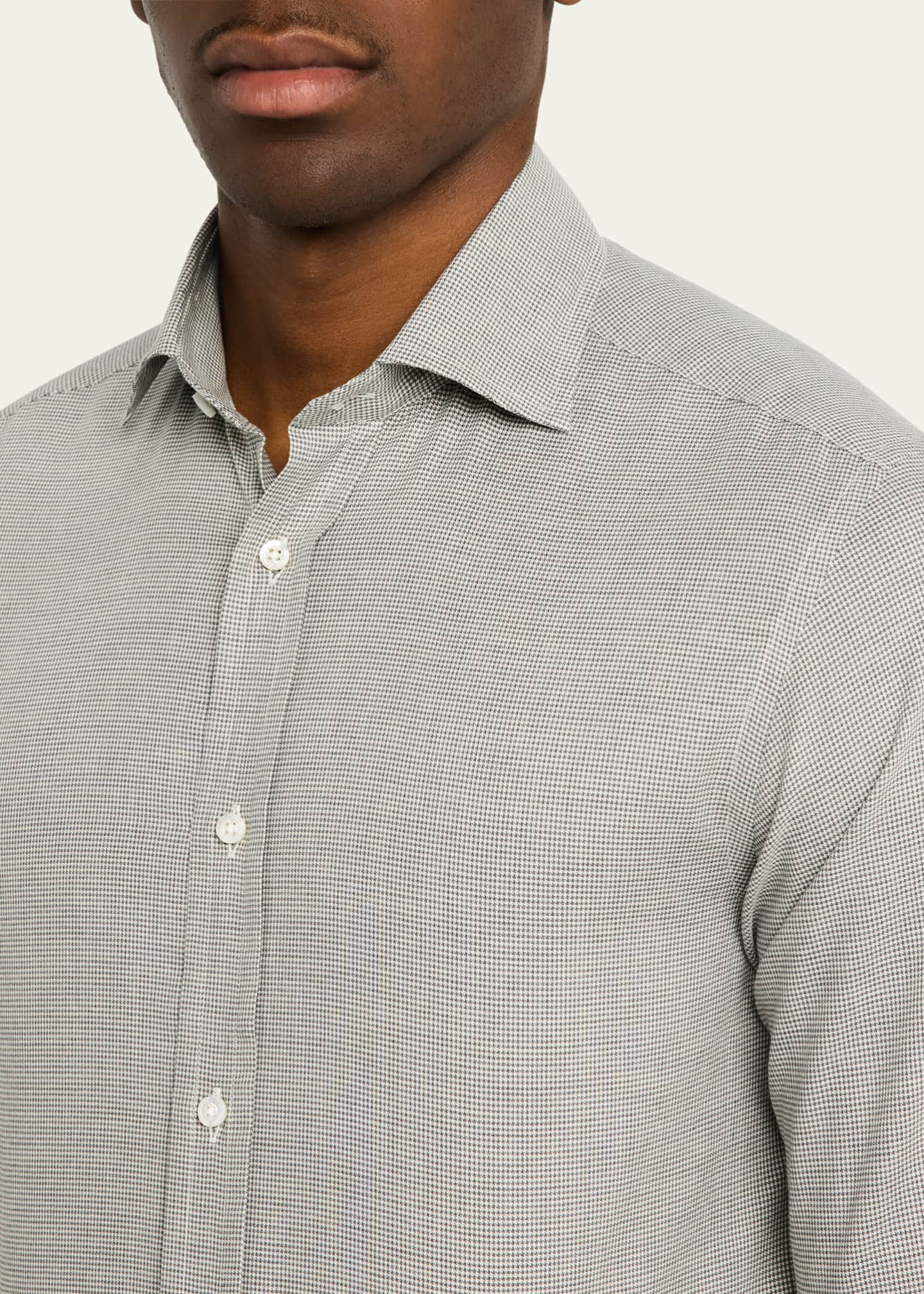 Ralph Lauren Purple Label Men's Aston Mini-Houndstooth Sport Shirt Image 5 of 5