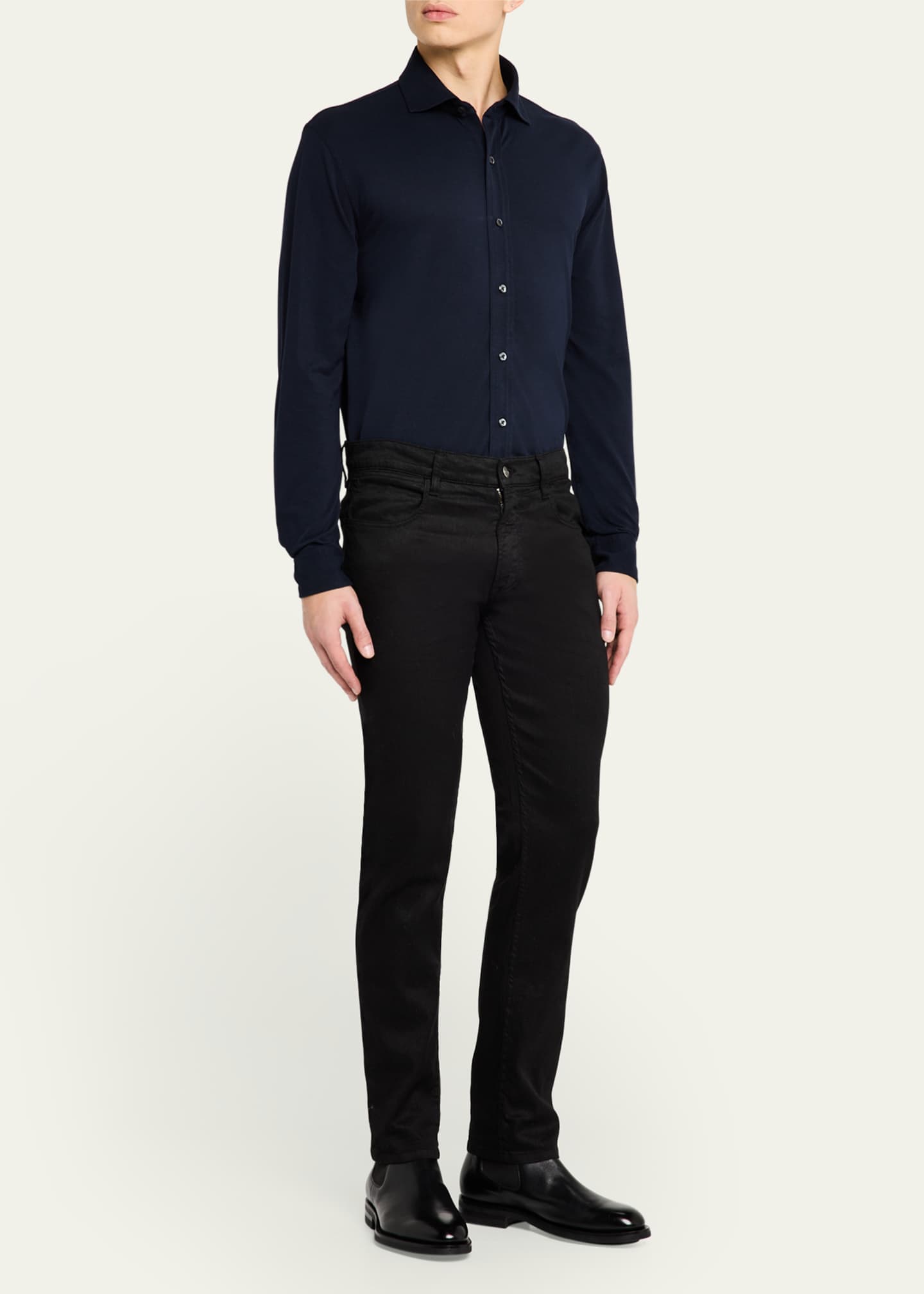 RALPH LAUREN PURPLE LABLE ブラック　シルクスラックス Ralph Lauren Purple Label Men's Washed Pique Sport Shirt