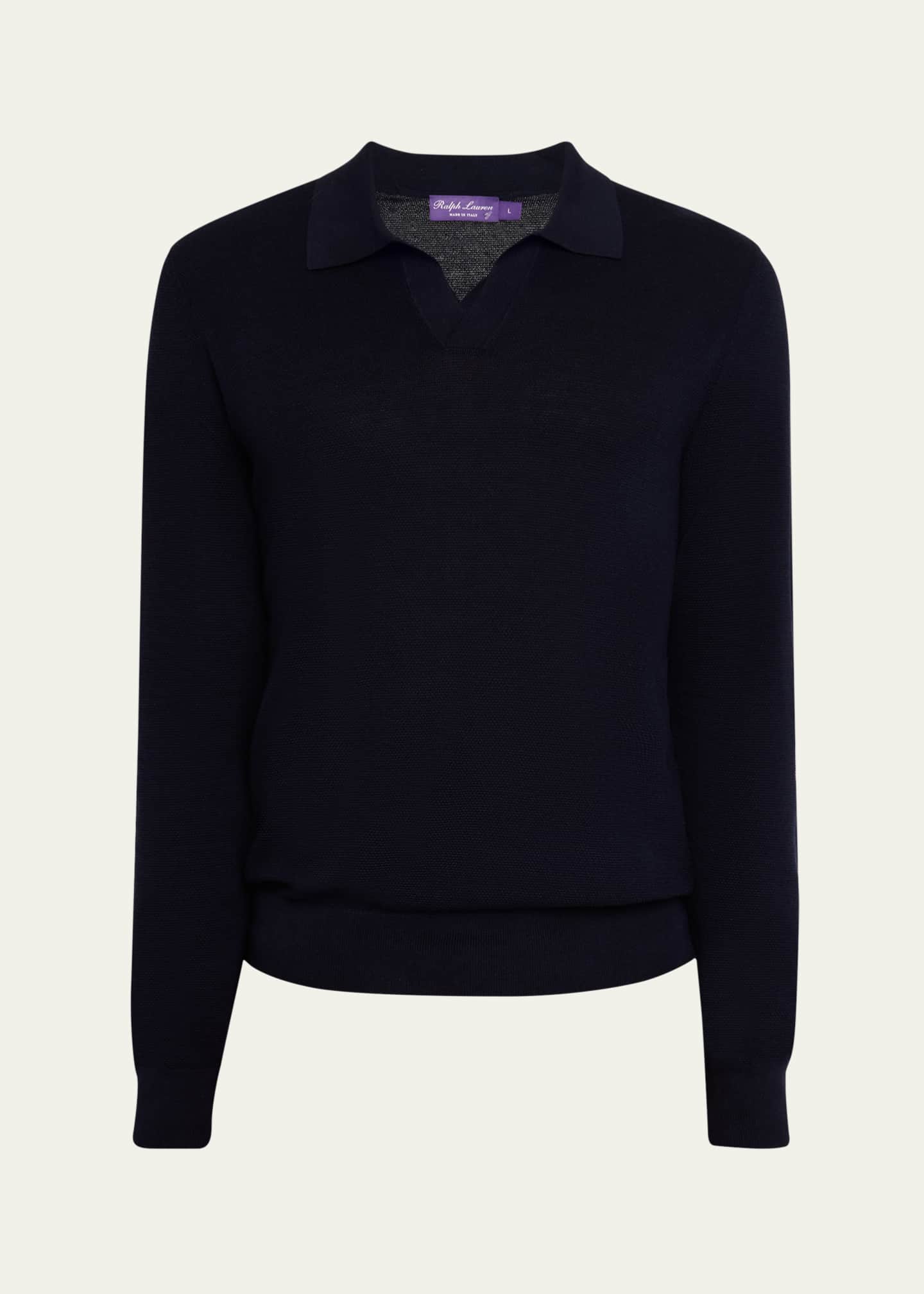 Ralph Lauren Purple Label Men's Mulberry Silk-Cotton Sweater Image 1 of 4