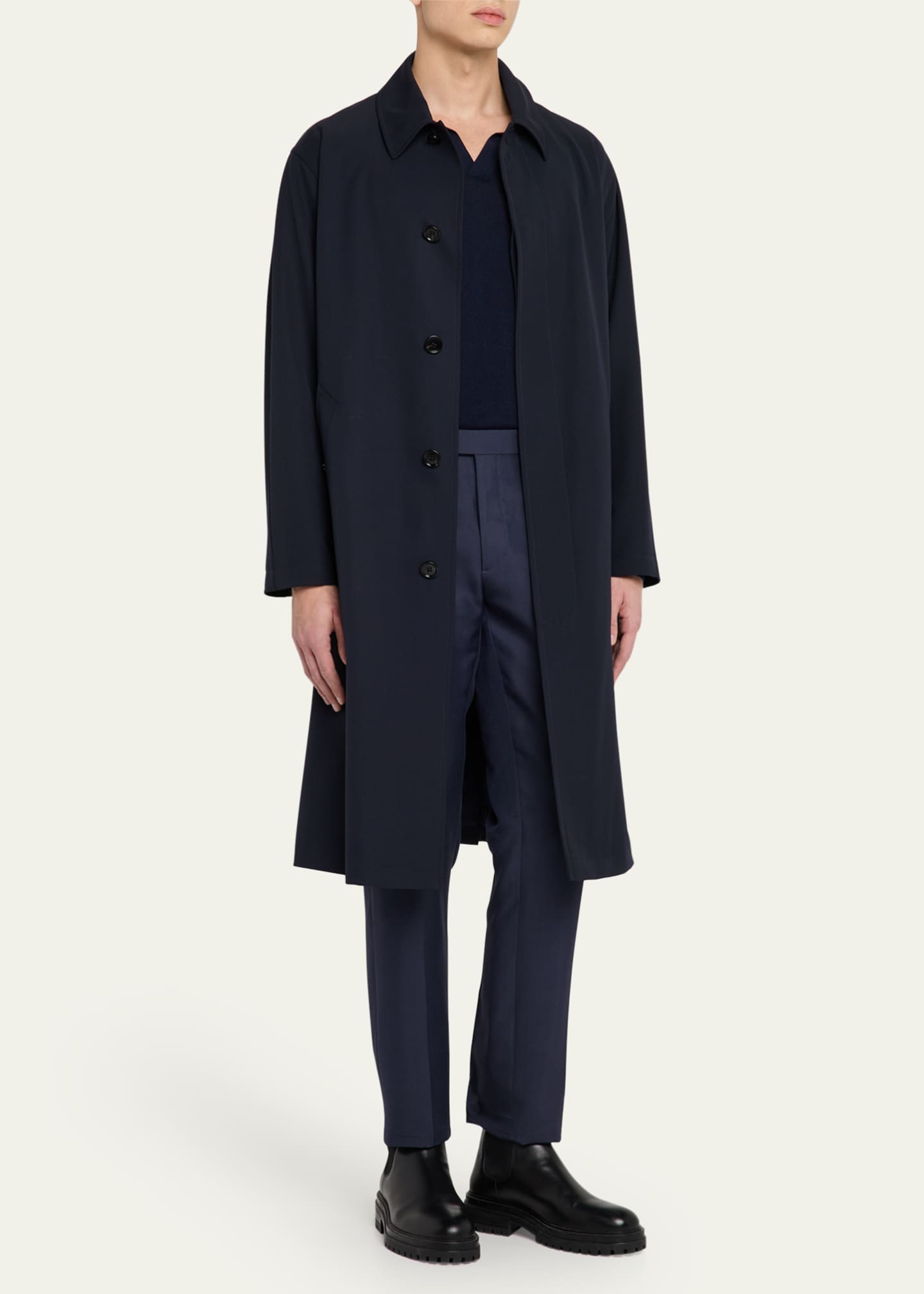 Ralph Lauren Purple Label Men's Technical Wool Overcoat Image 4 of 5