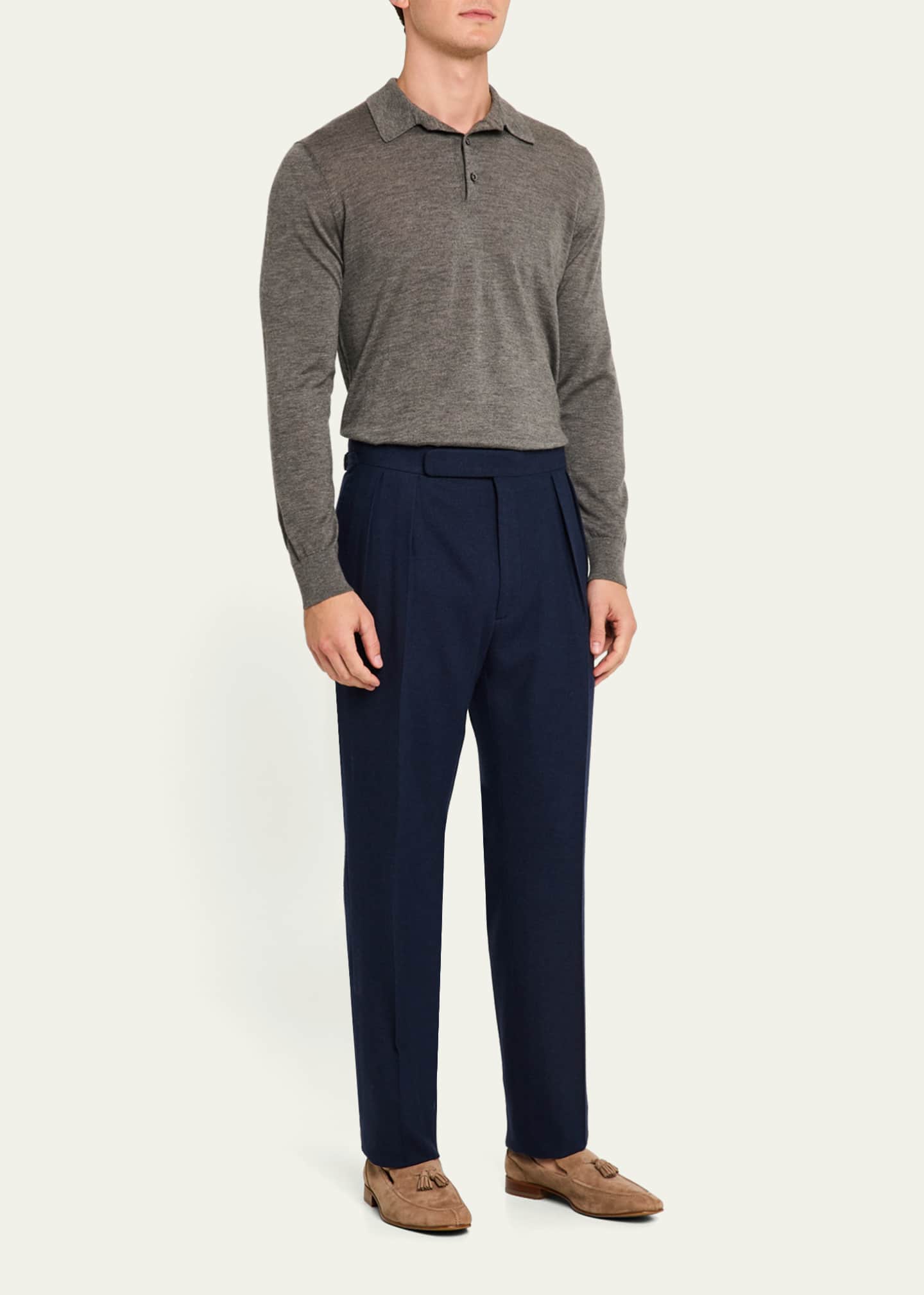Ralph Lauren Purple Label Men's Worsted Cashmere Polo Sweater Image 2 of 5