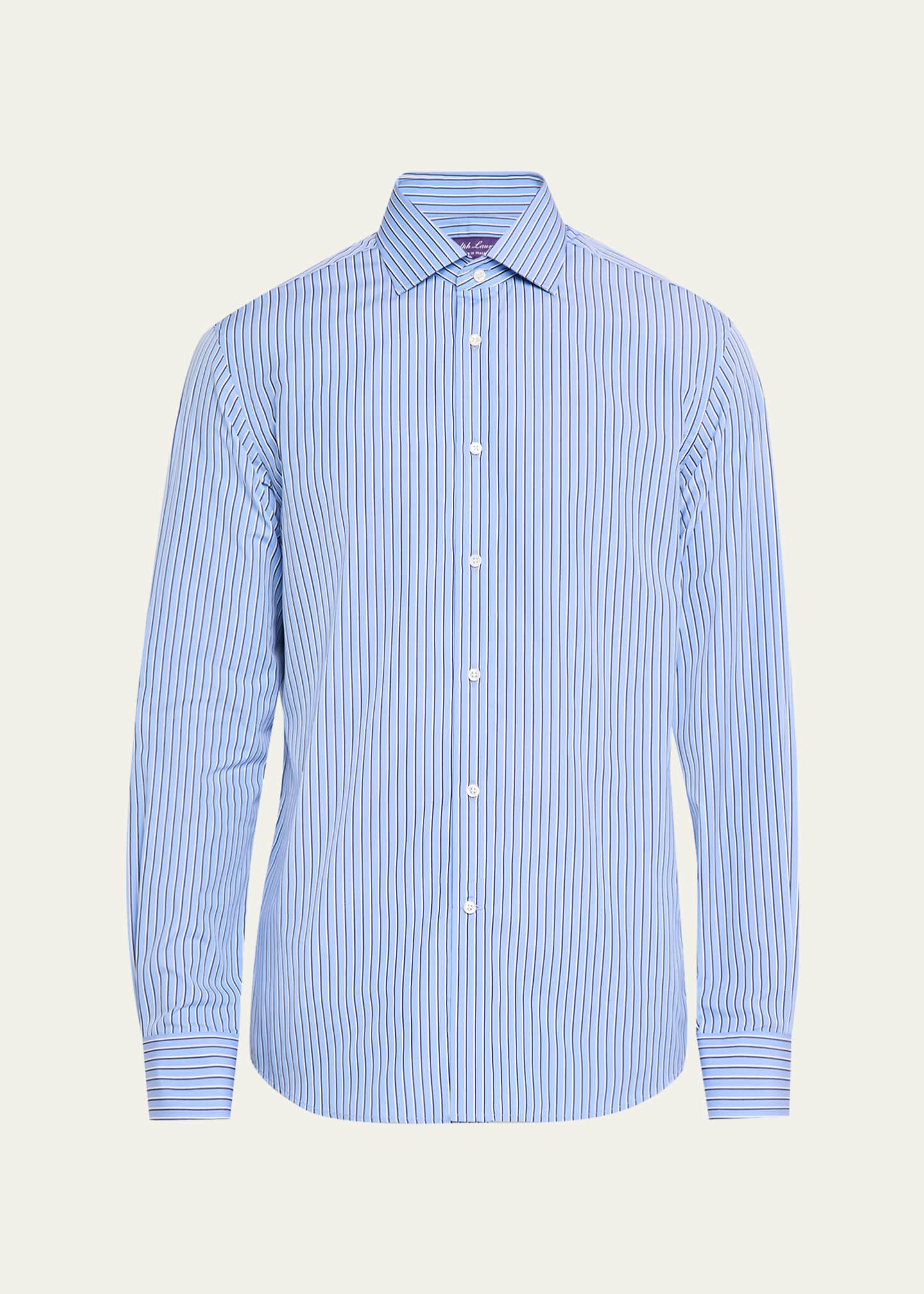 Ralph Lauren Purple Label Men's Aston Shadow Stripe Sport Shirt Image 1 of 5