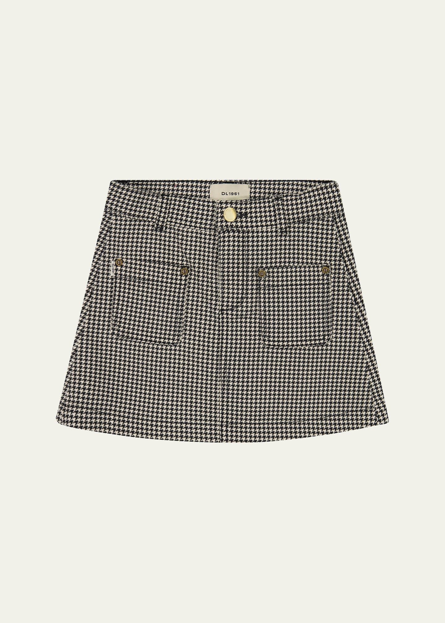 DL1961 Girl's Jenny Houndstooth-Print Mini Skirt, Size 7-16 Image 1 of 2