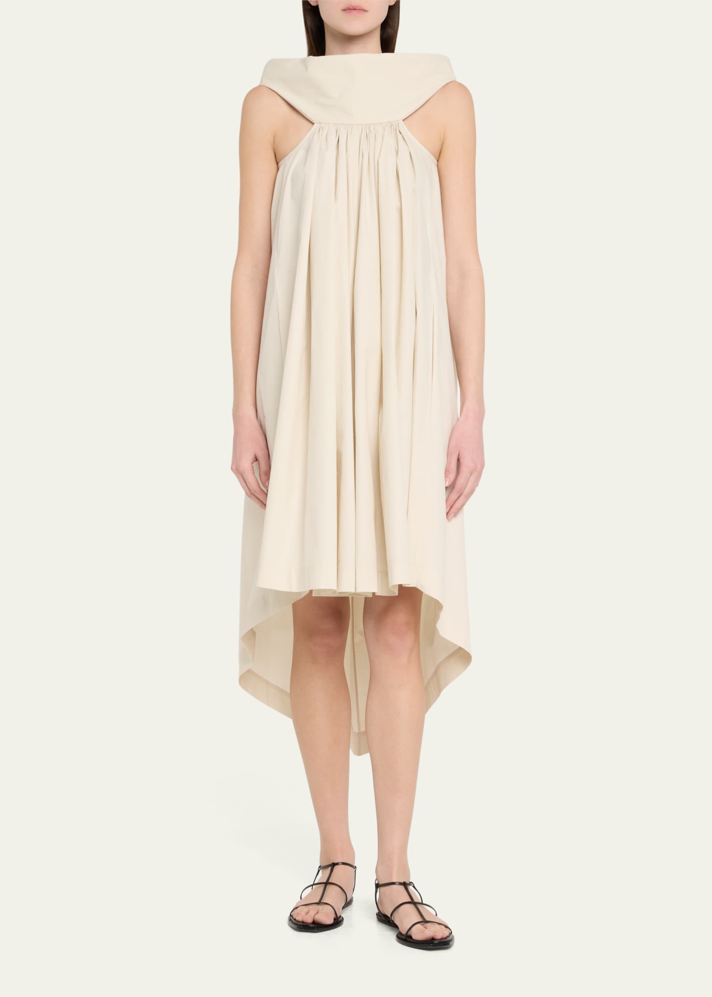 Rick Owens Chalice Cutout Gathered High-Low Midi Dress Image 2 of 5