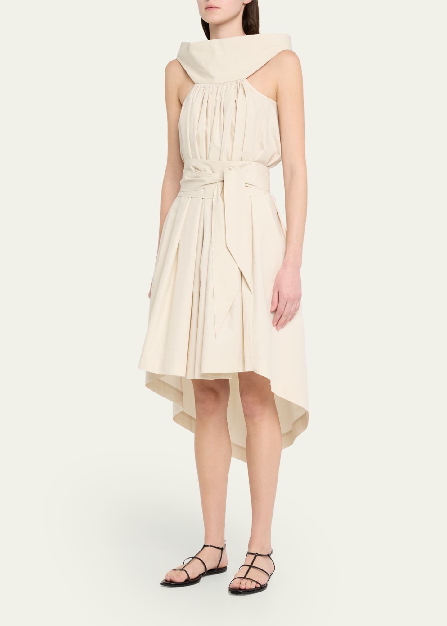 Rick Owens Chalice Cutout Gathered High-Low Midi Dress Image 4 of 5