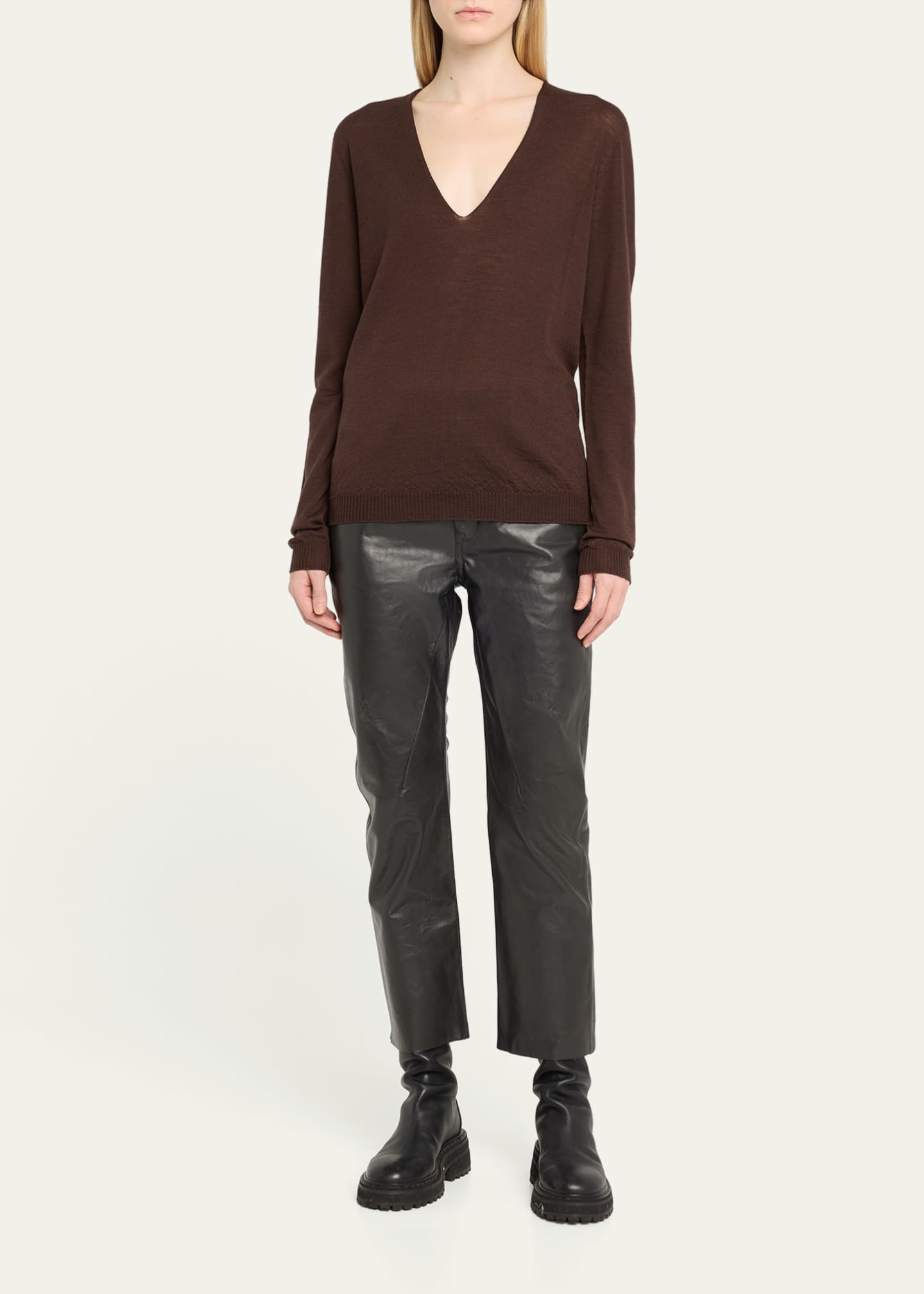 Rick Owens Detroit Bootcut Leather Pants Image 2 of 5
