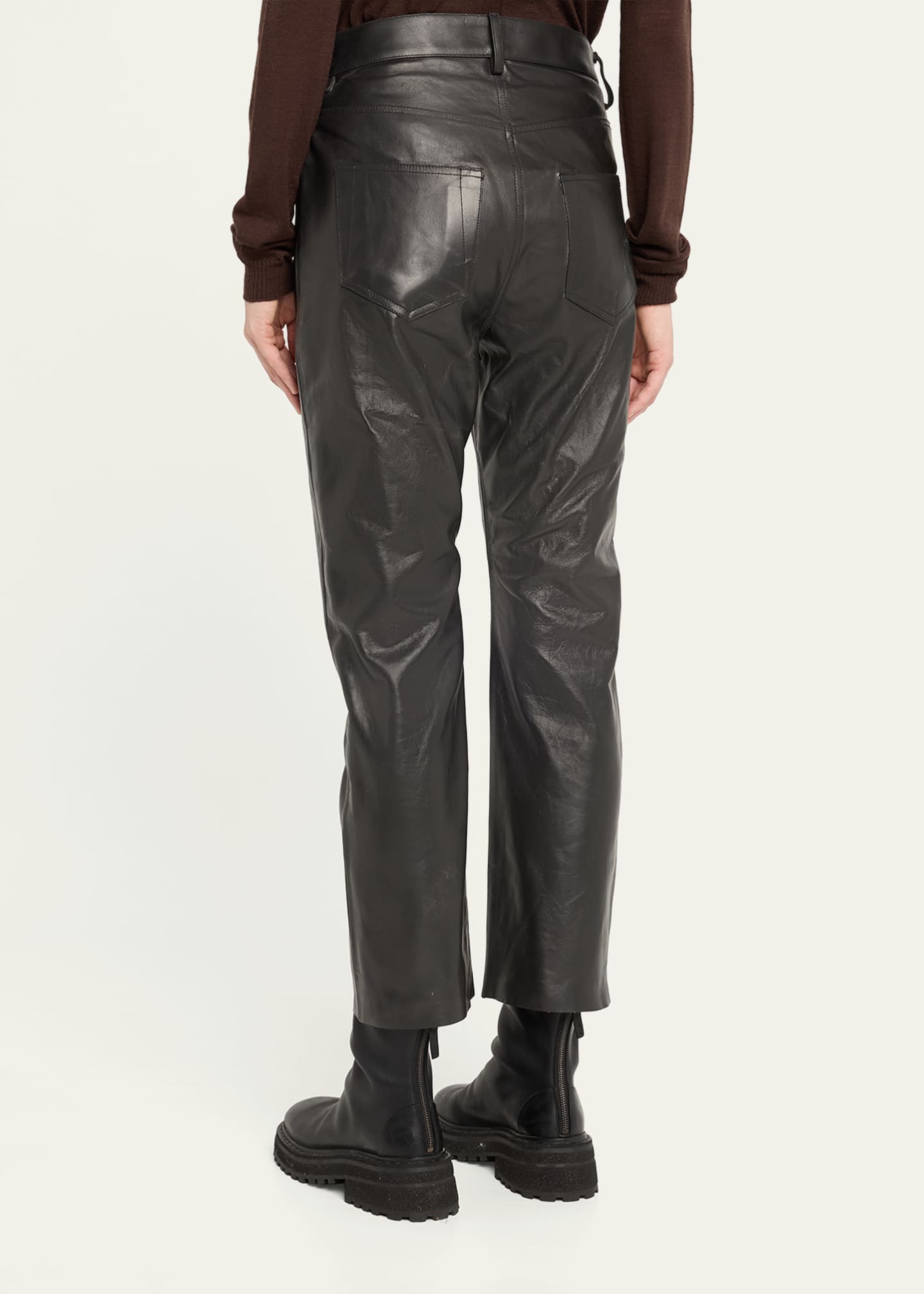 Rick Owens Detroit Bootcut Leather Pants Image 3 of 5