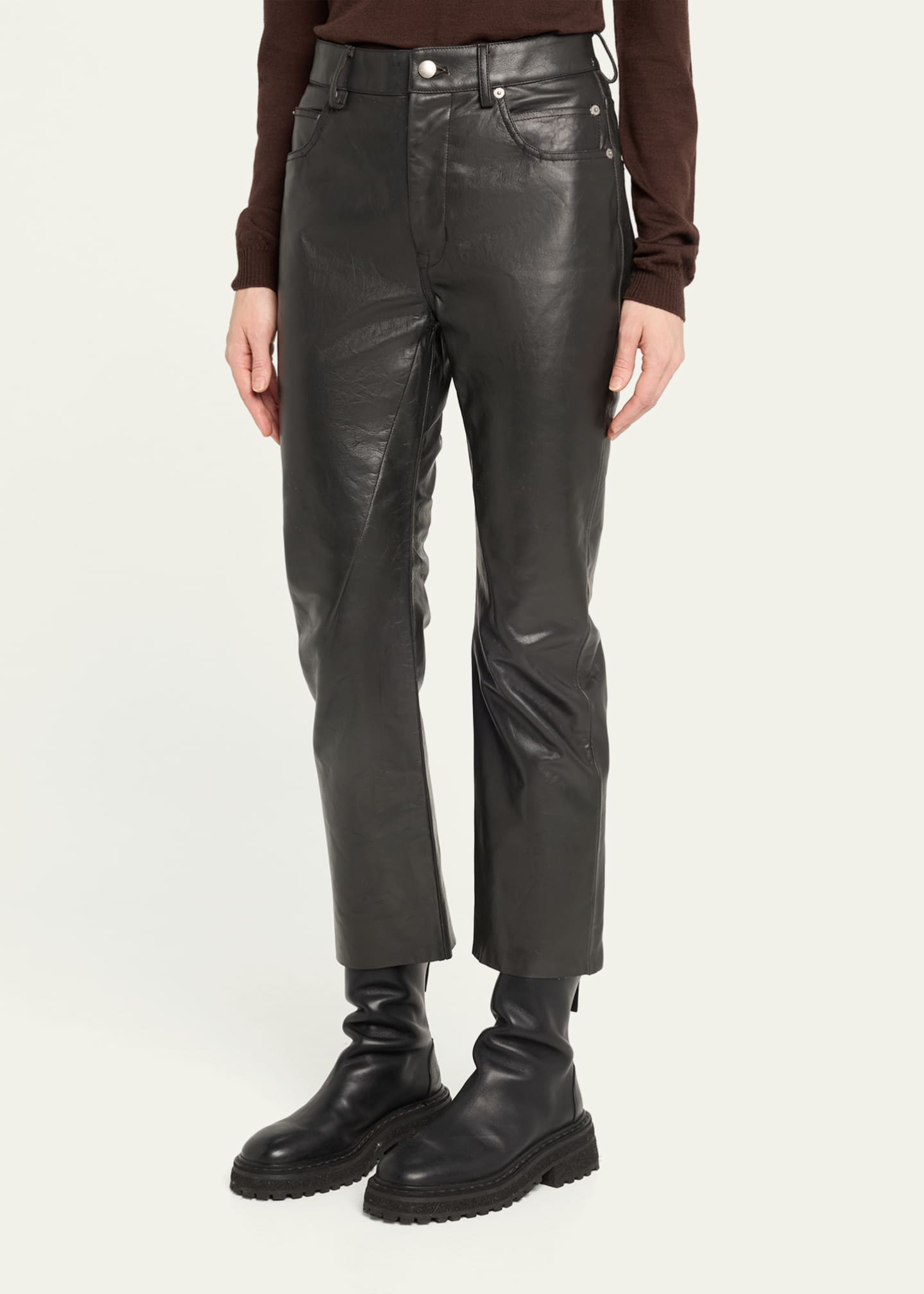 Rick Owens Detroit Bootcut Leather Pants Image 4 of 5