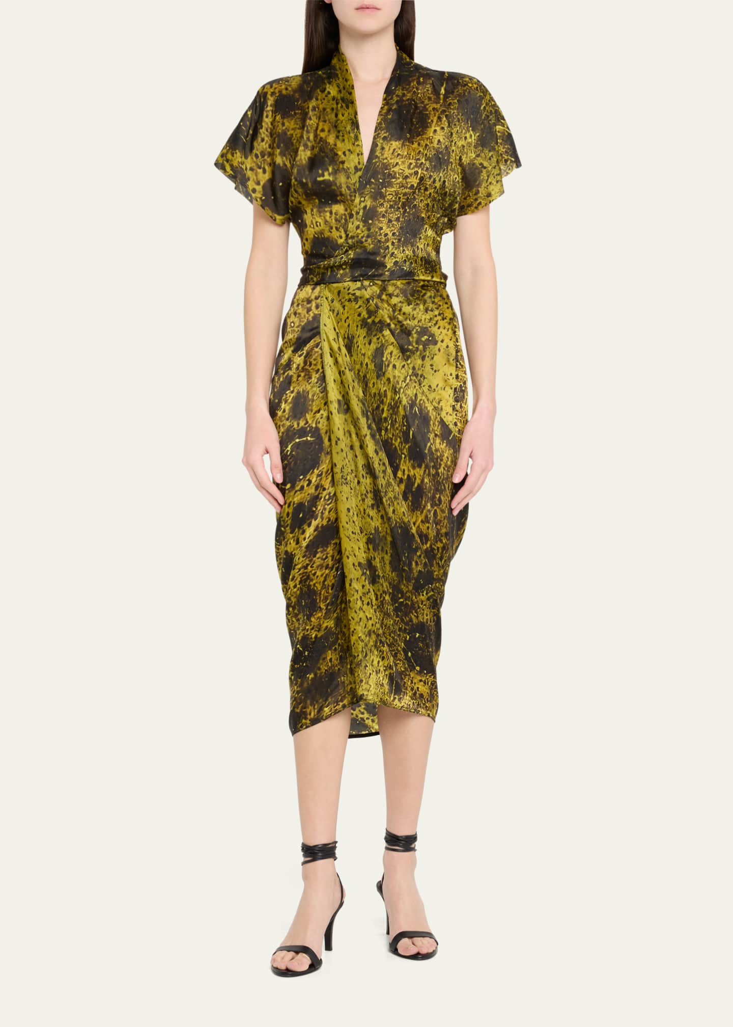 Rick Owens Printed Wrap Midi Dress Image 2 of 5