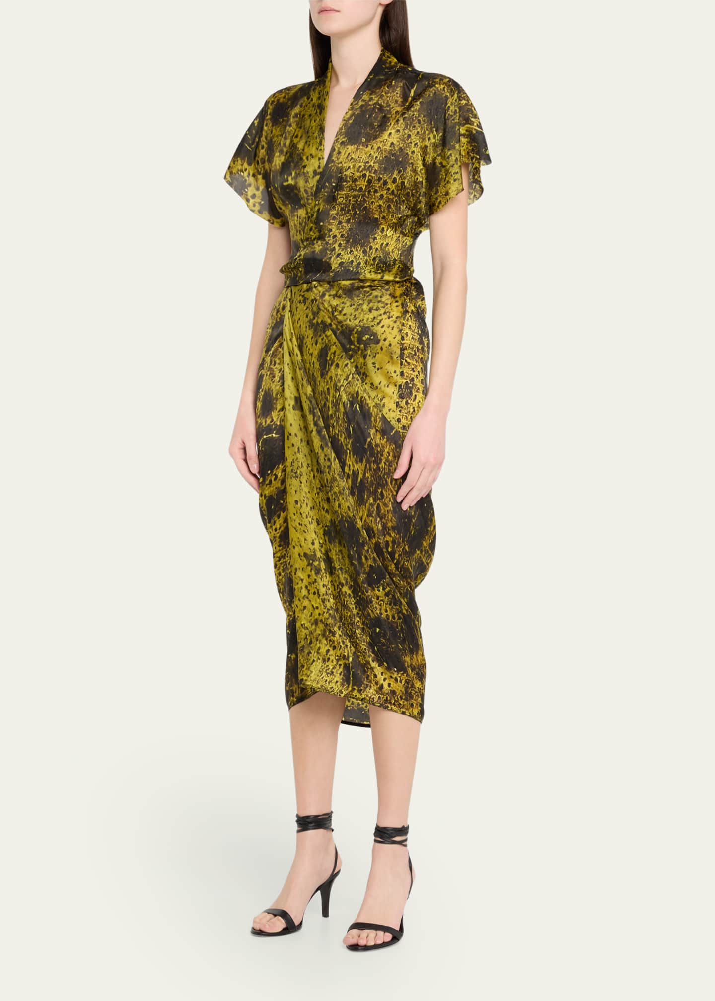 Rick Owens Printed Wrap Midi Dress Image 4 of 5
