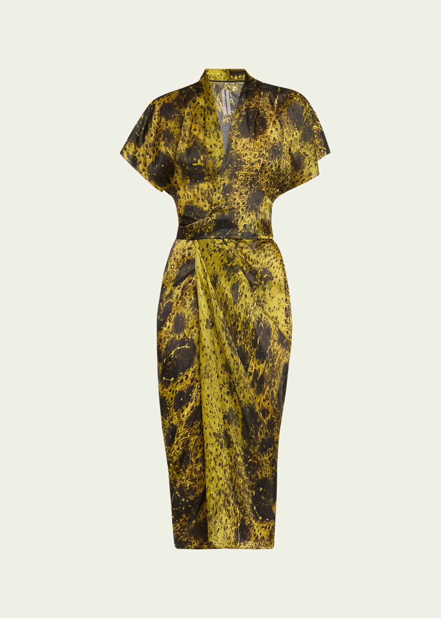 Rick Owens Printed Wrap Midi Dress Image 1 of 5