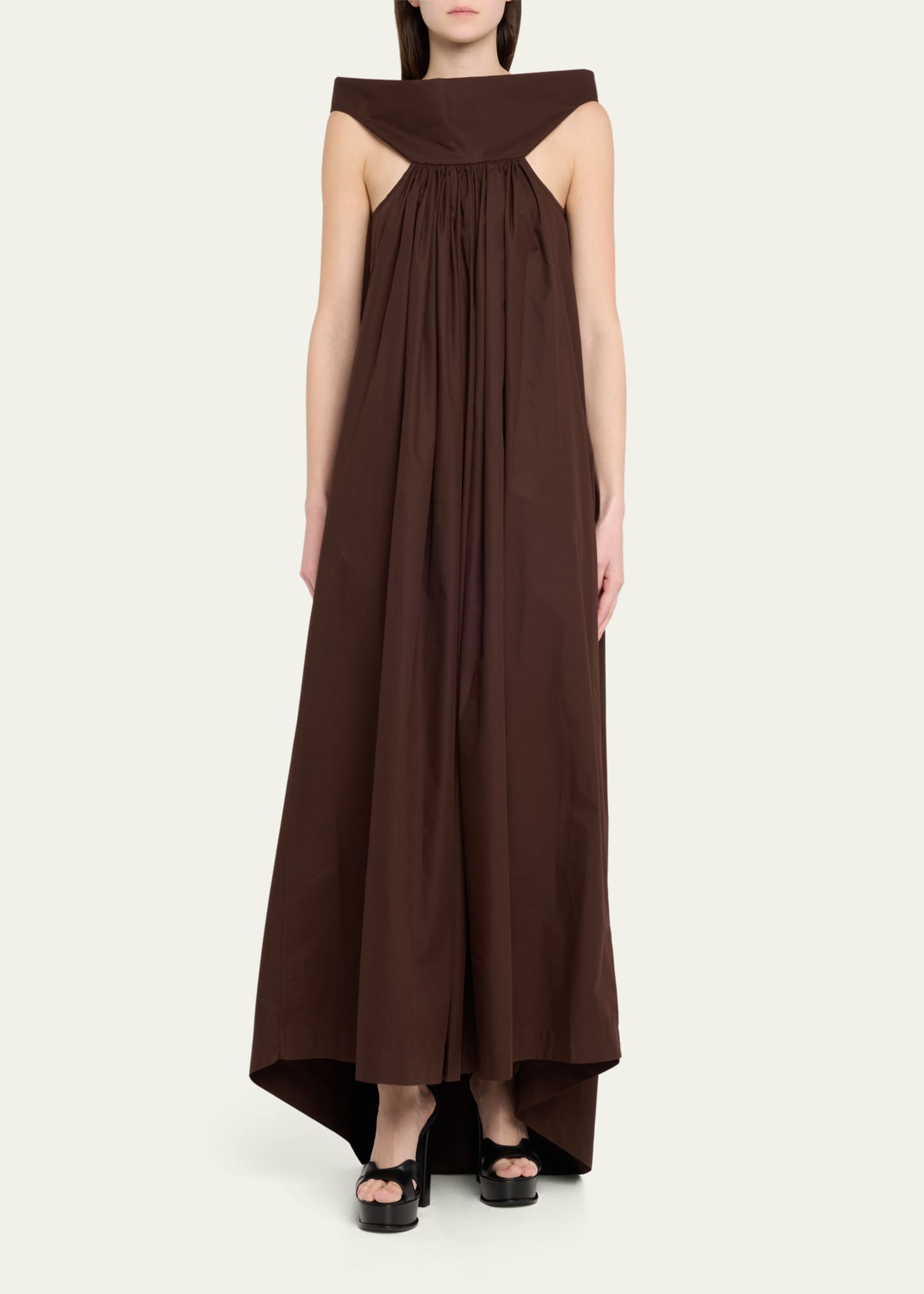 Rick Owens Chalice Cutout Gathered High-Low Gown Image 2 of 5