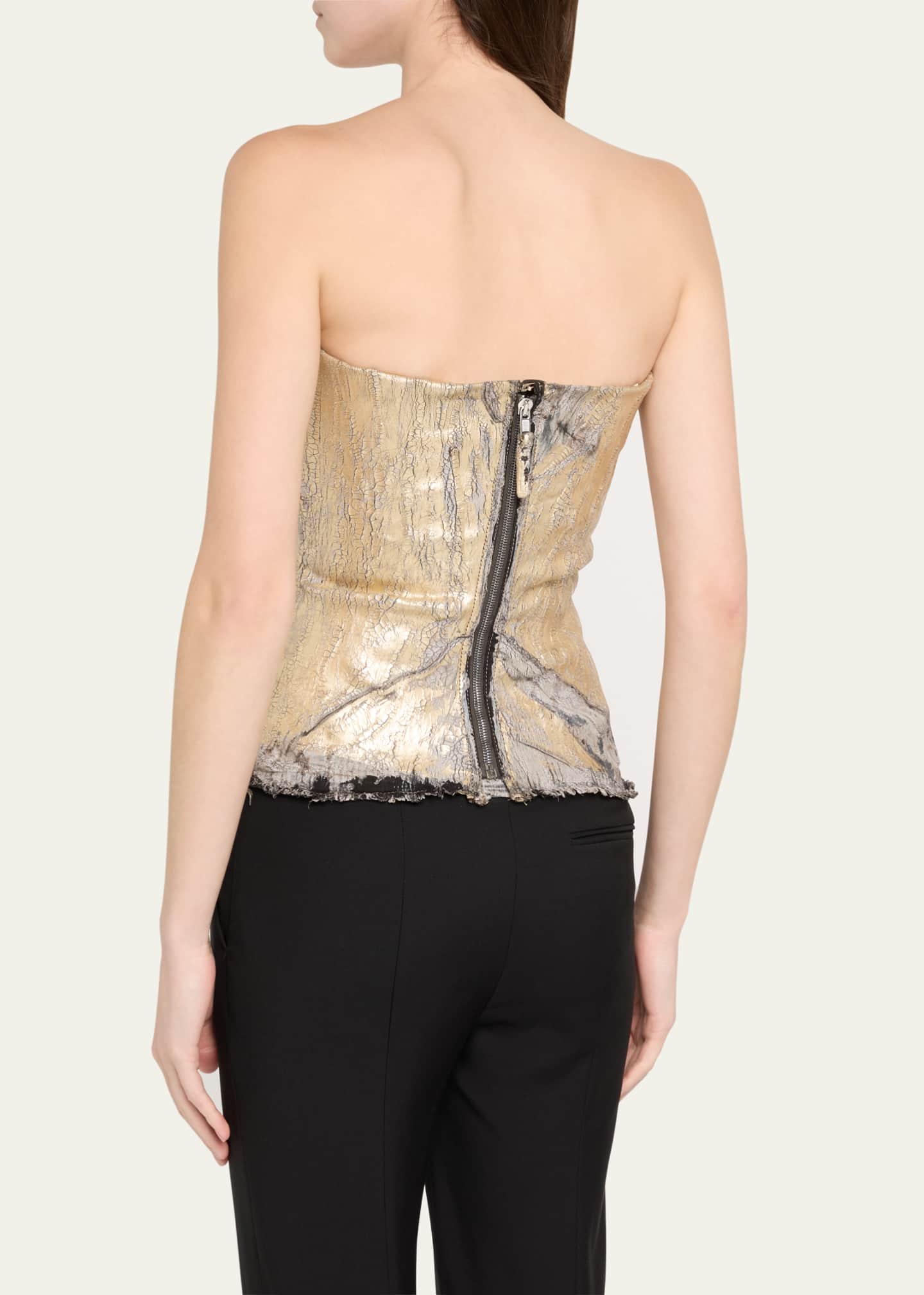 Rick Owens Cutout Pronged Coated Denim Bustier Top Image 3 of 5