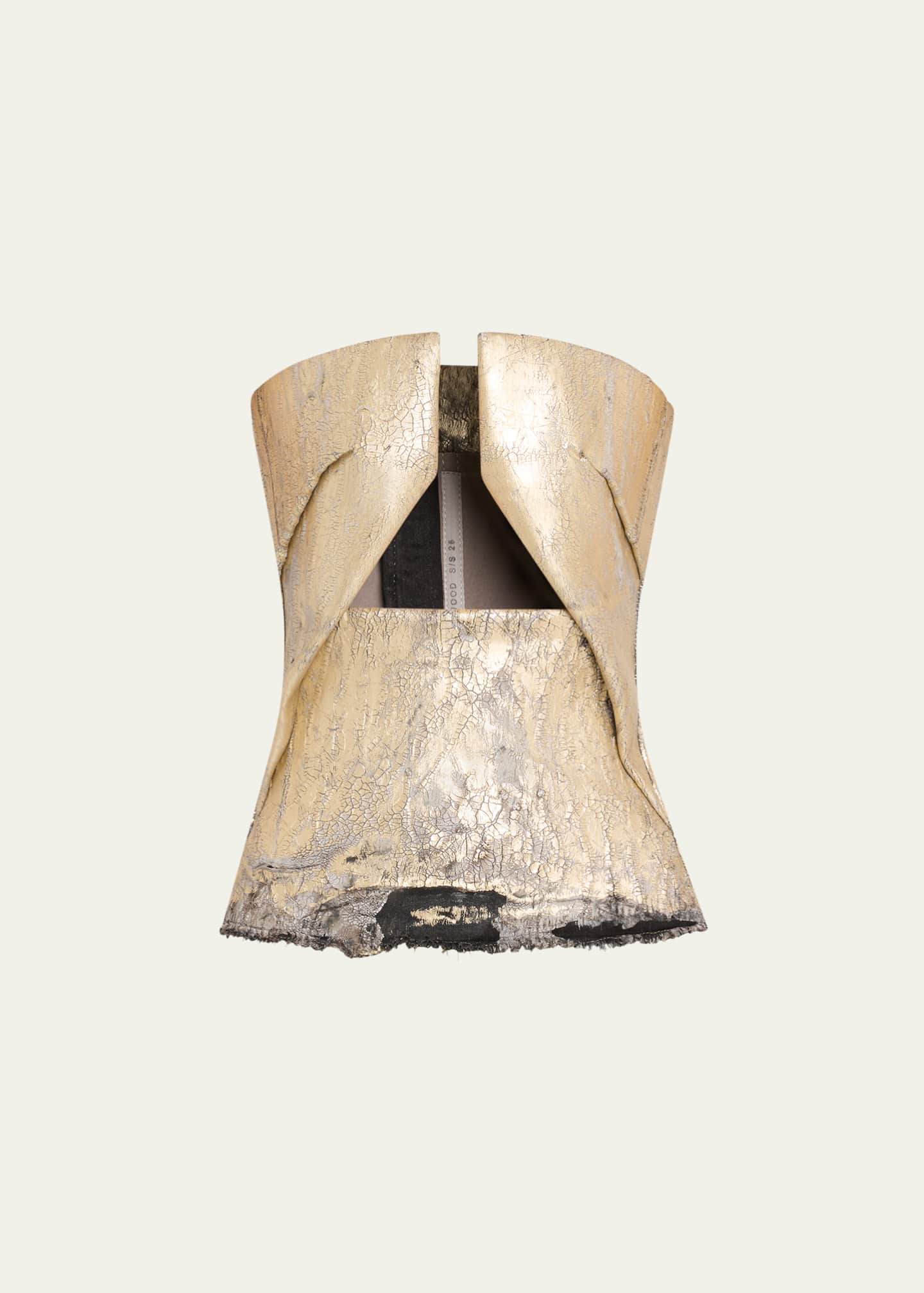 Rick Owens Cutout Pronged Coated Denim Bustier Top Image 1 of 5