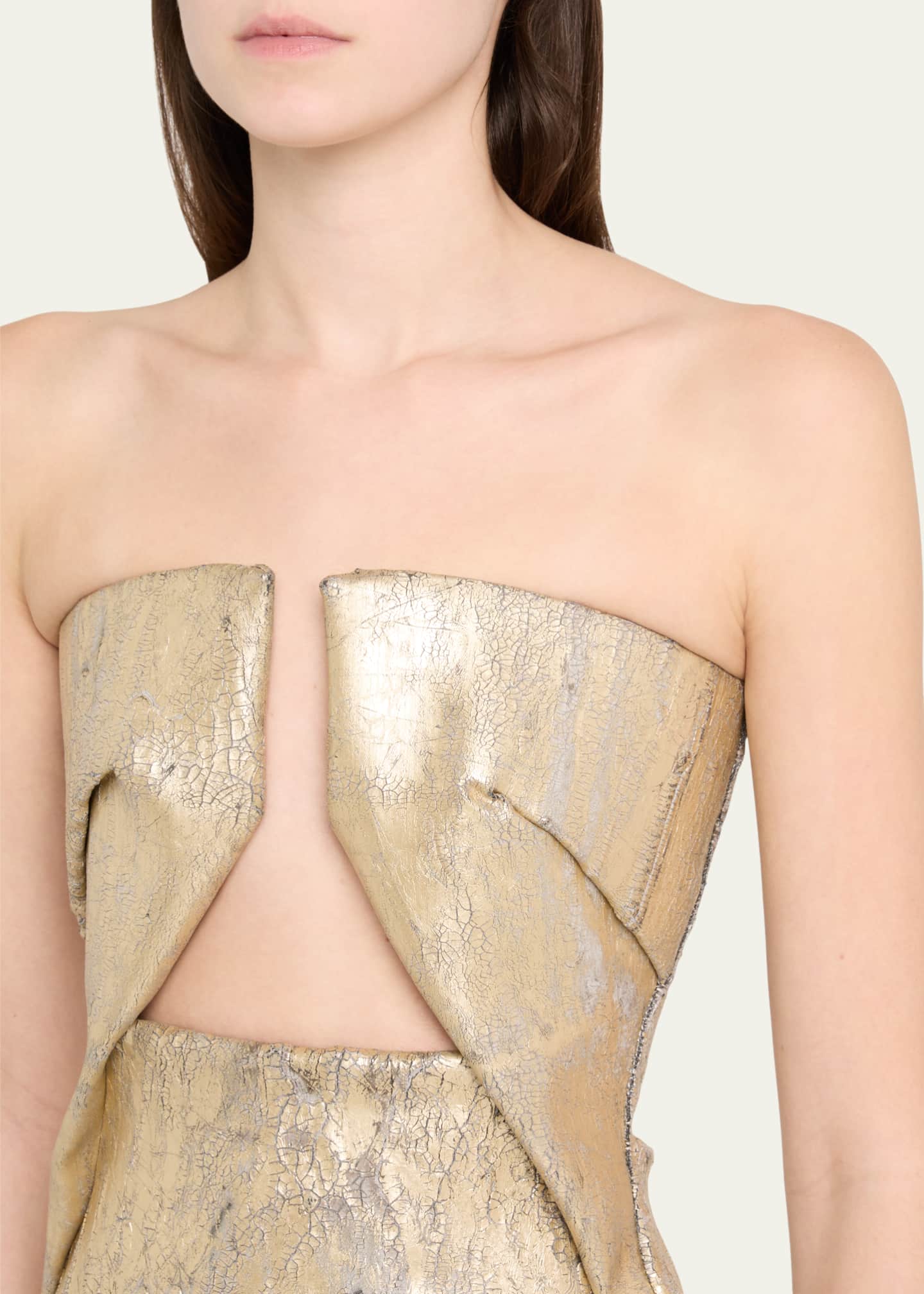 Rick Owens Cutout Pronged Coated Denim Bustier Top Image 5 of 5