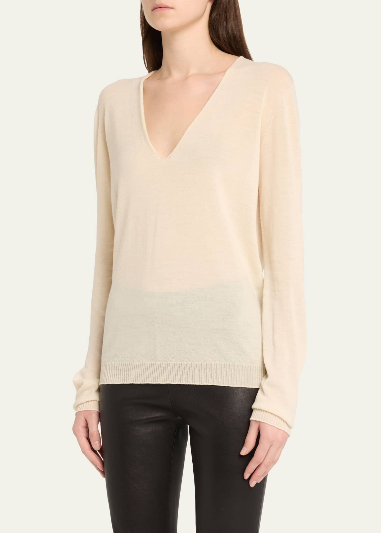 Rick Owens V-Neck Wool Sweater Image 4 of 5