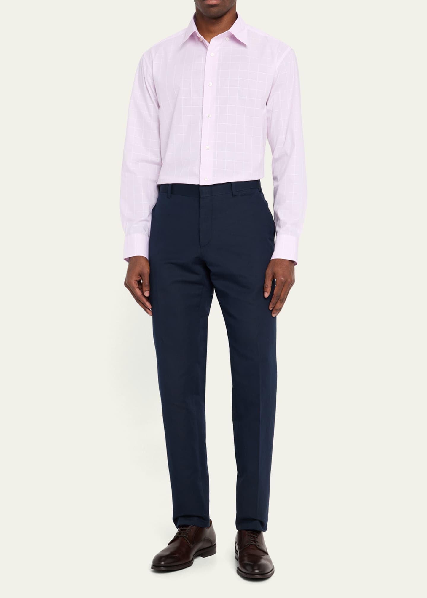 Brioni Men's Cotton and Linen Flat-Front Trousers Image 2 of 5