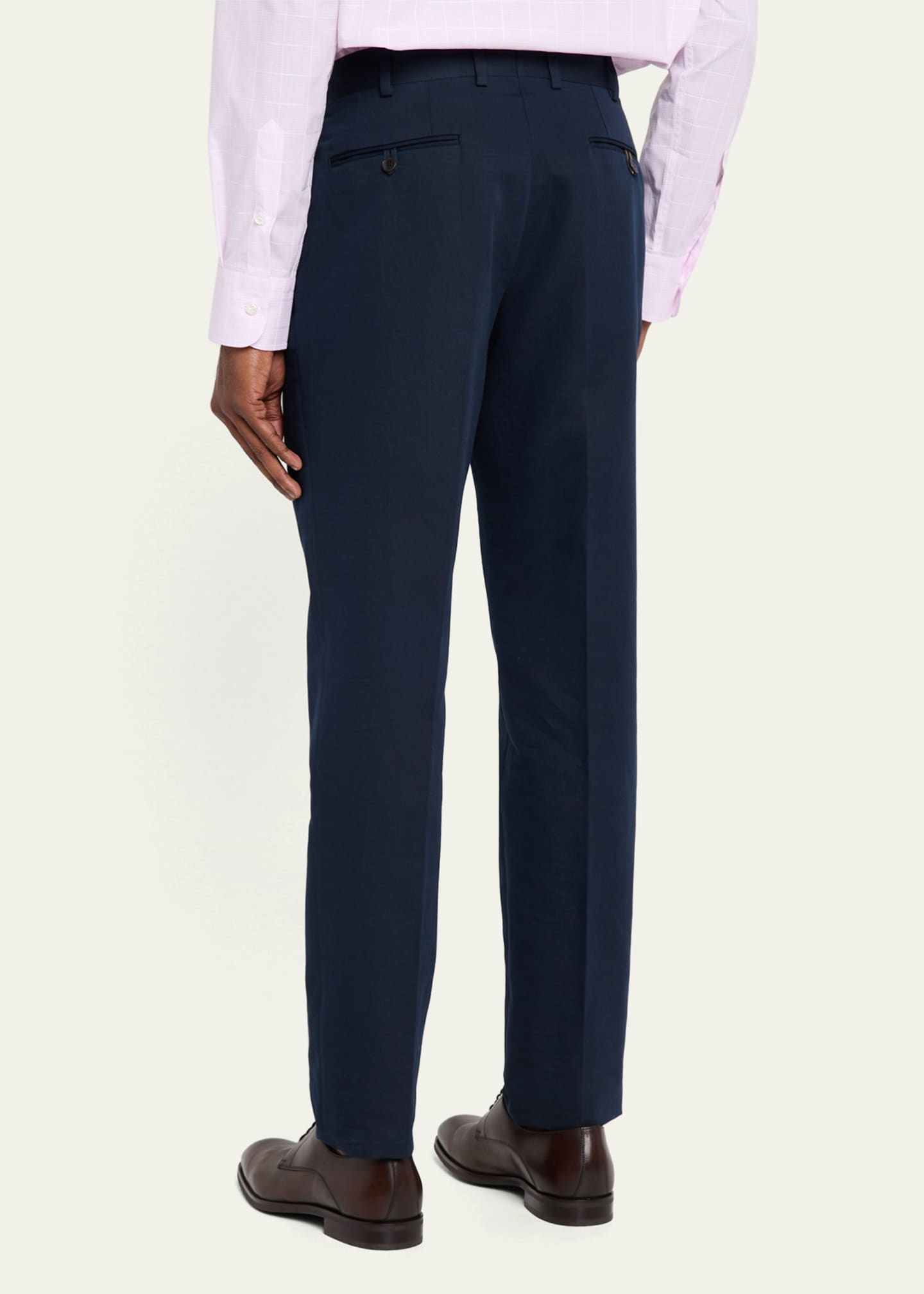 Brioni Men's Cotton and Linen Flat-Front Trousers Image 3 of 5