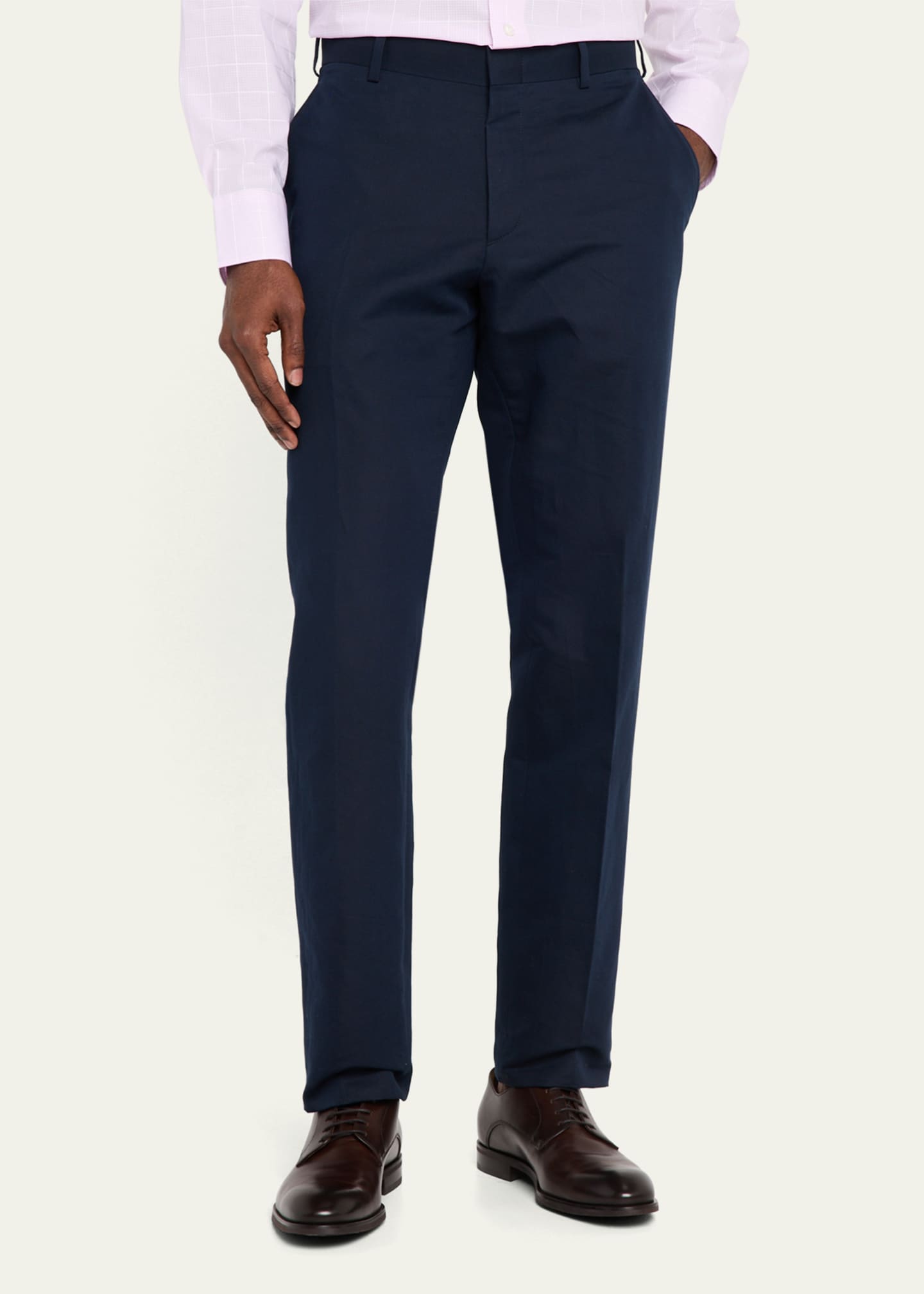 Brioni Men's Cotton and Linen Flat-Front Trousers Image 4 of 5