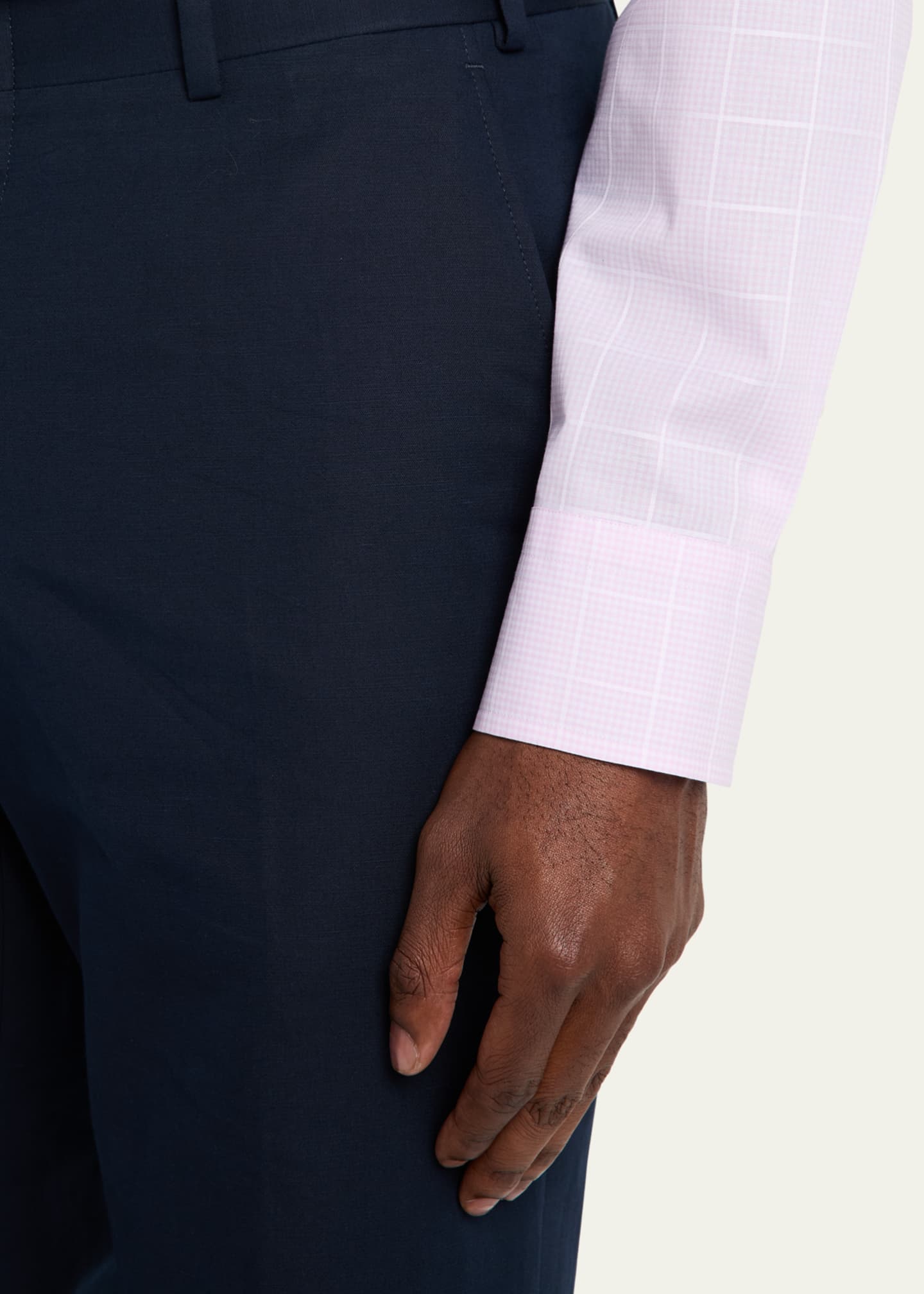 Brioni Men's Cotton and Linen Flat-Front Trousers Image 5 of 5