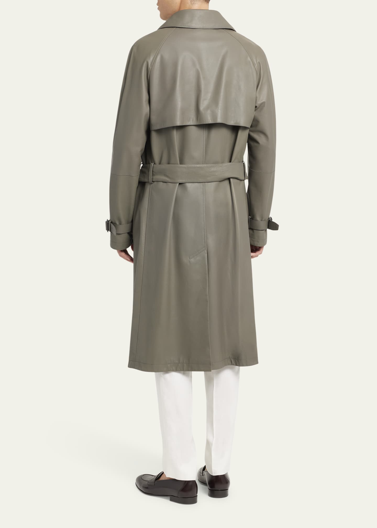 Brioni Men's Loden Leather Trench Coat Image 3 of 5
