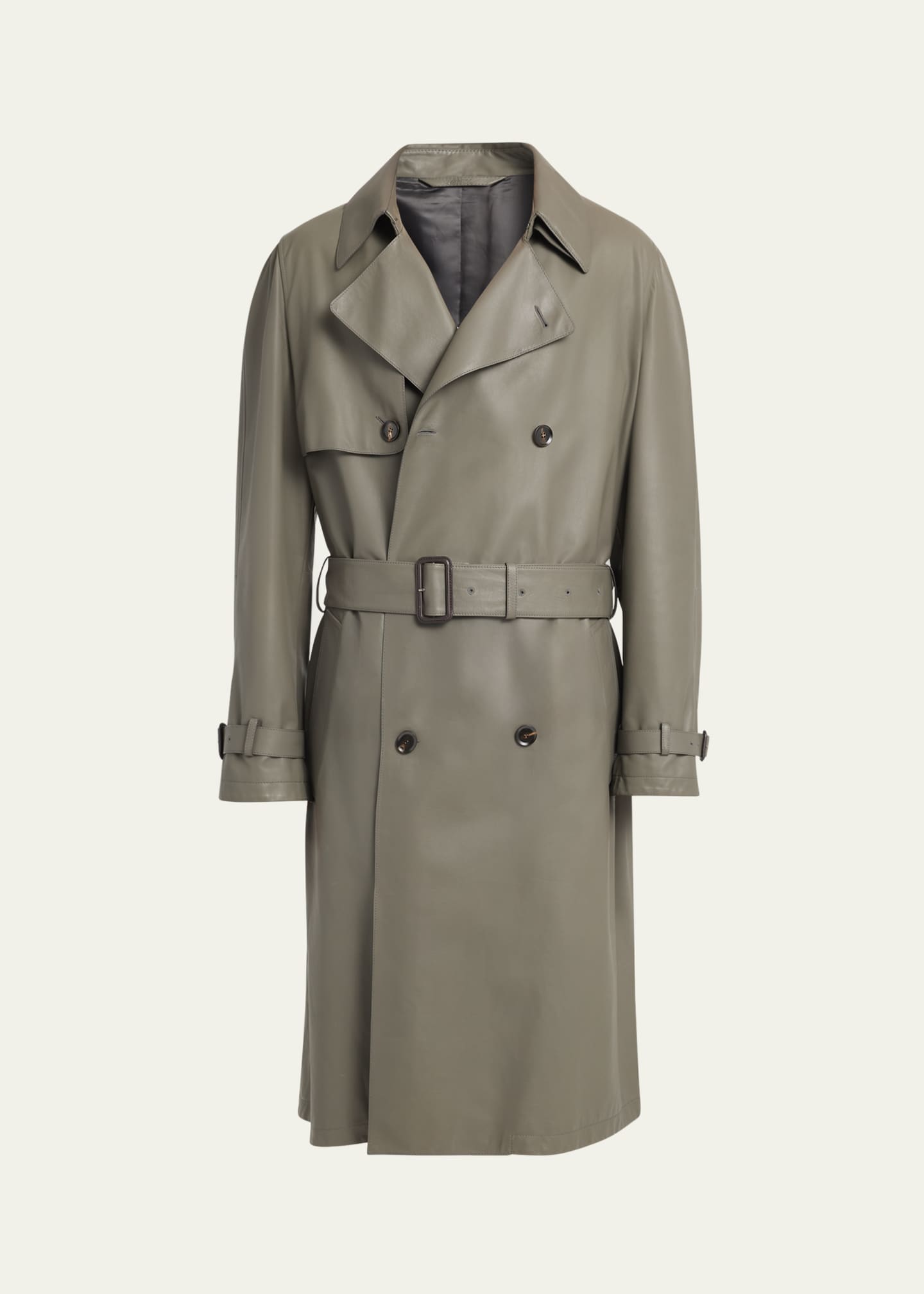 Brioni Men's Loden Leather Trench Coat Image 1 of 5