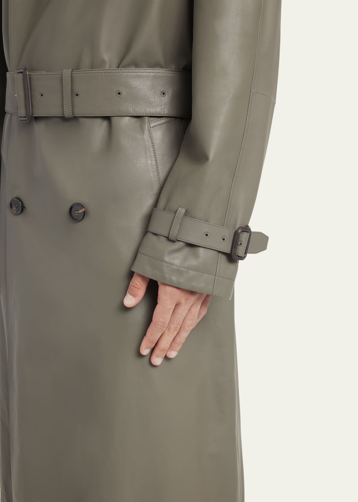 Brioni Men's Loden Leather Trench Coat Image 5 of 5