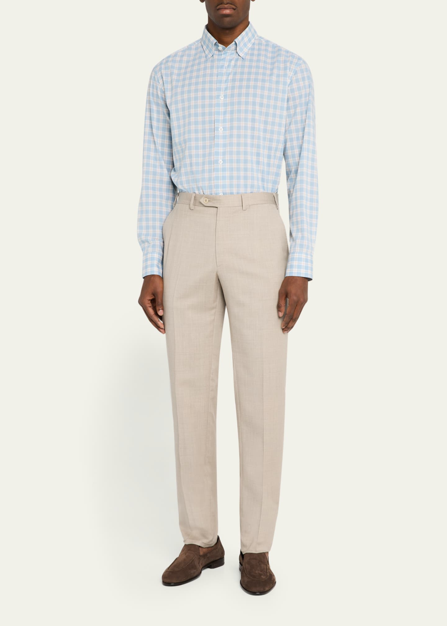 Brioni Men's Cotton Plaid Sport Shirt Image 2 of 5