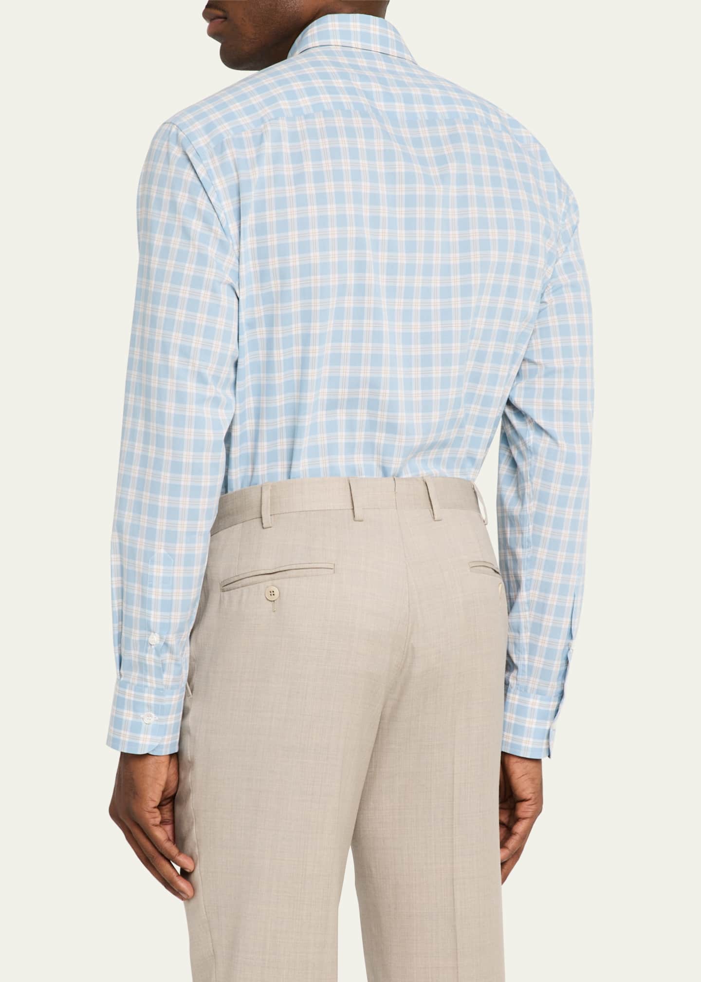 Brioni Men's Cotton Plaid Sport Shirt Image 3 of 5