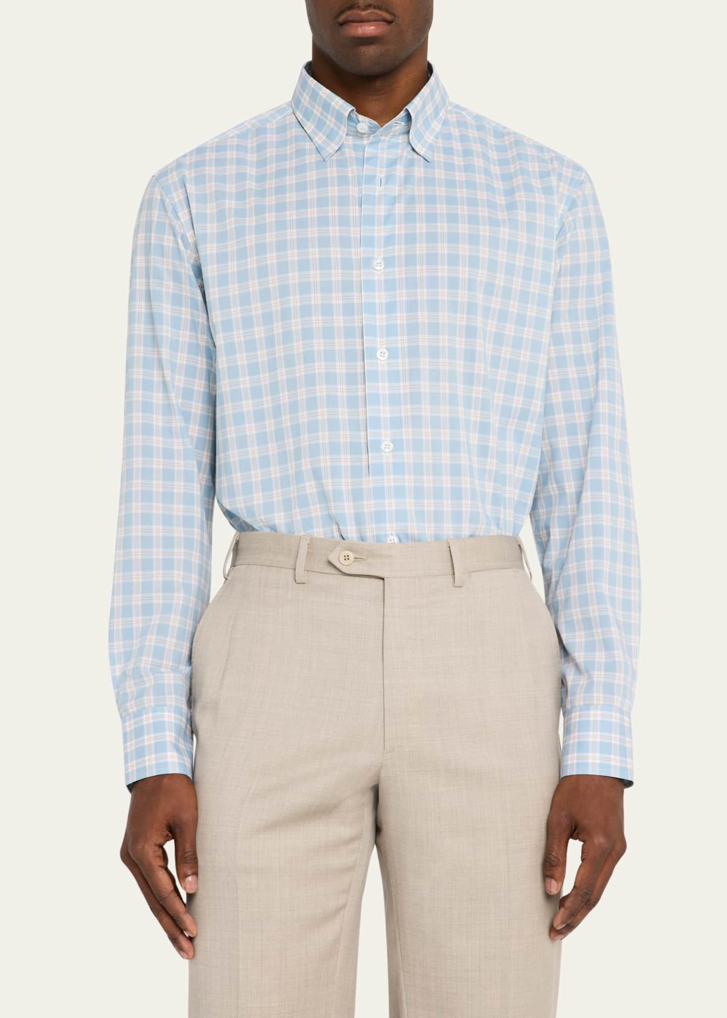 Brioni Men's Cotton Plaid Sport Shirt Image 4 of 5