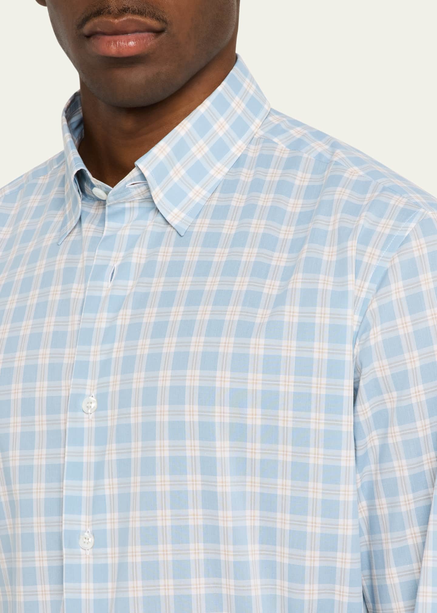 Brioni Men's Cotton Plaid Sport Shirt Image 5 of 5