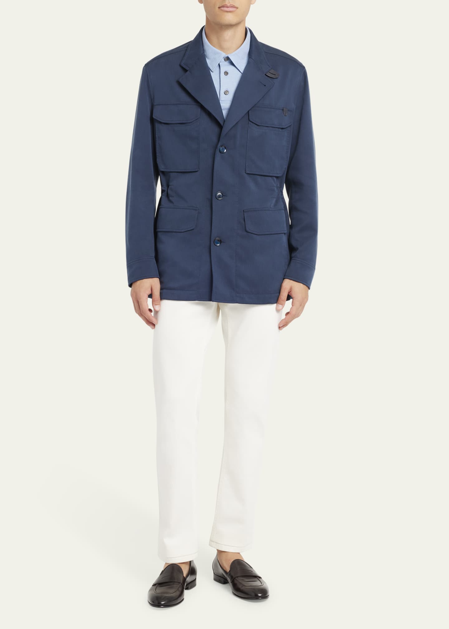 Brioni Men's Washed Silk Safari Jacket Image 2 of 5