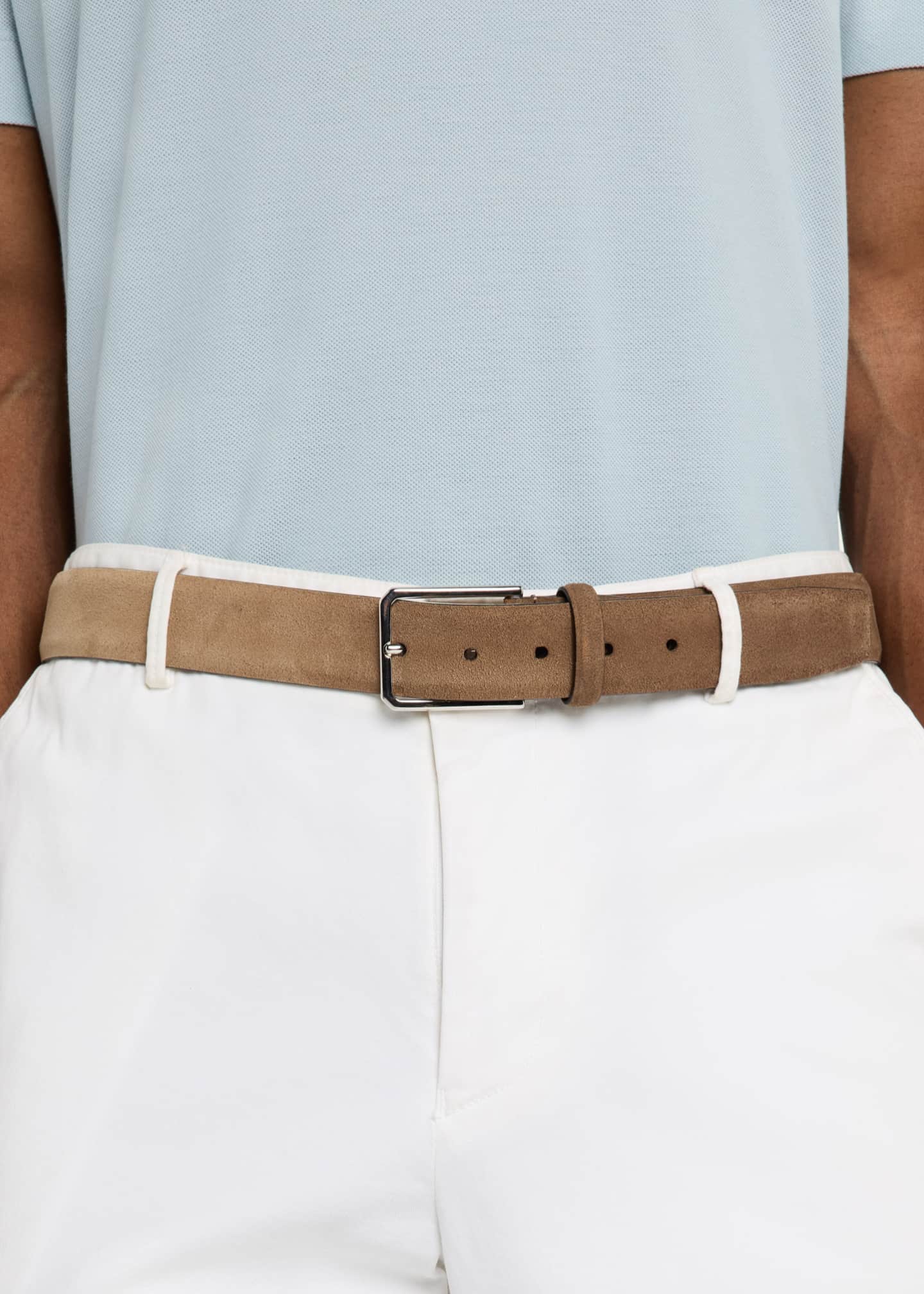 Santoni Men's Suede Rectangle-Buckle Belt Image 2 of 2