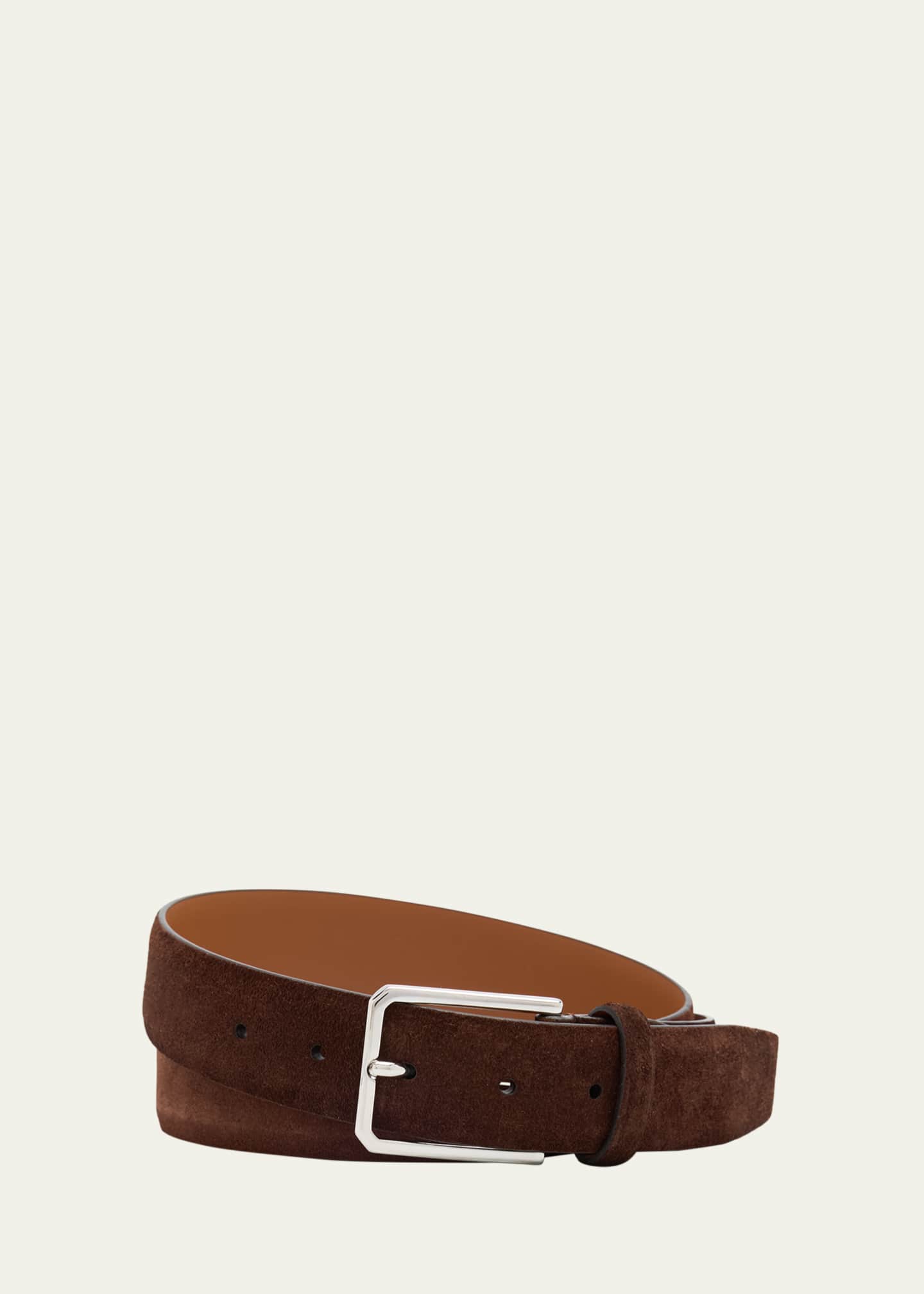 Santoni Men's Suede Rectangle-Buckle Belt Image 1 of 2