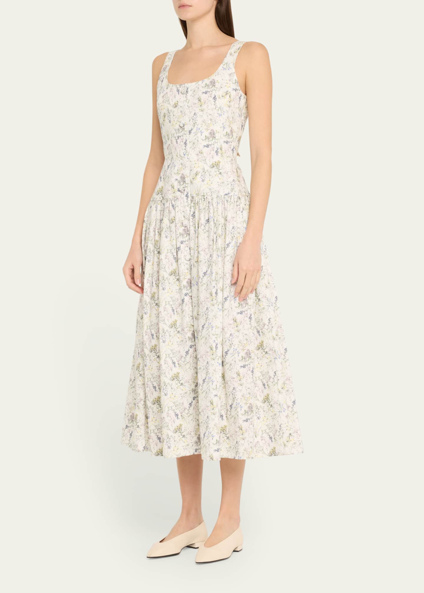 Adam Lippes Cassie Floral Poplin Midi Dress Image 4 of 5