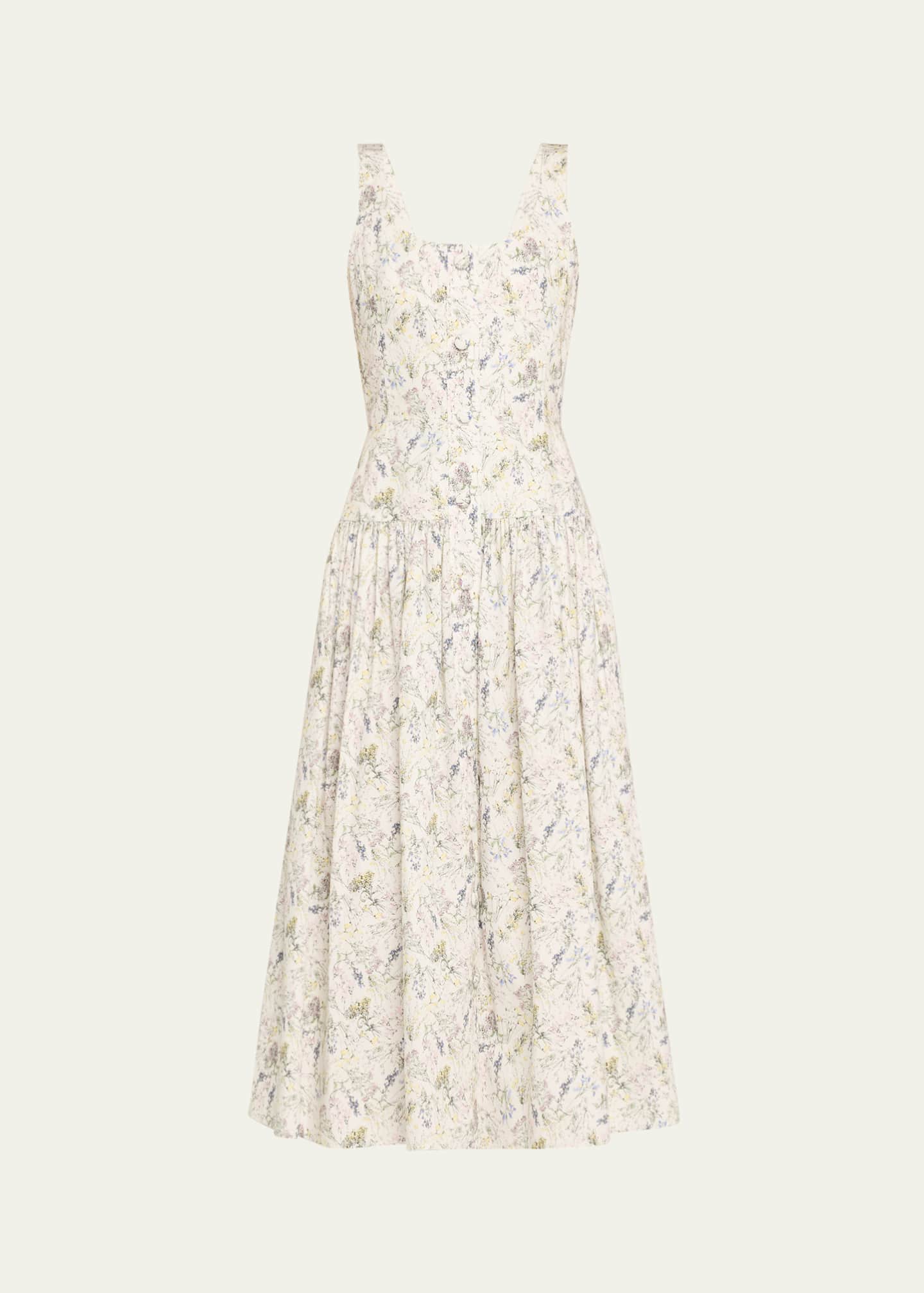 Adam Lippes Cassie Floral Poplin Midi Dress Image 1 of 5