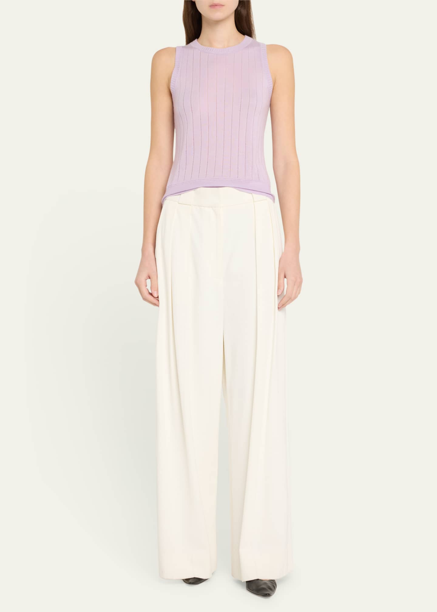 Adam Lippes Pointelle Silk Shell Image 2 of 5