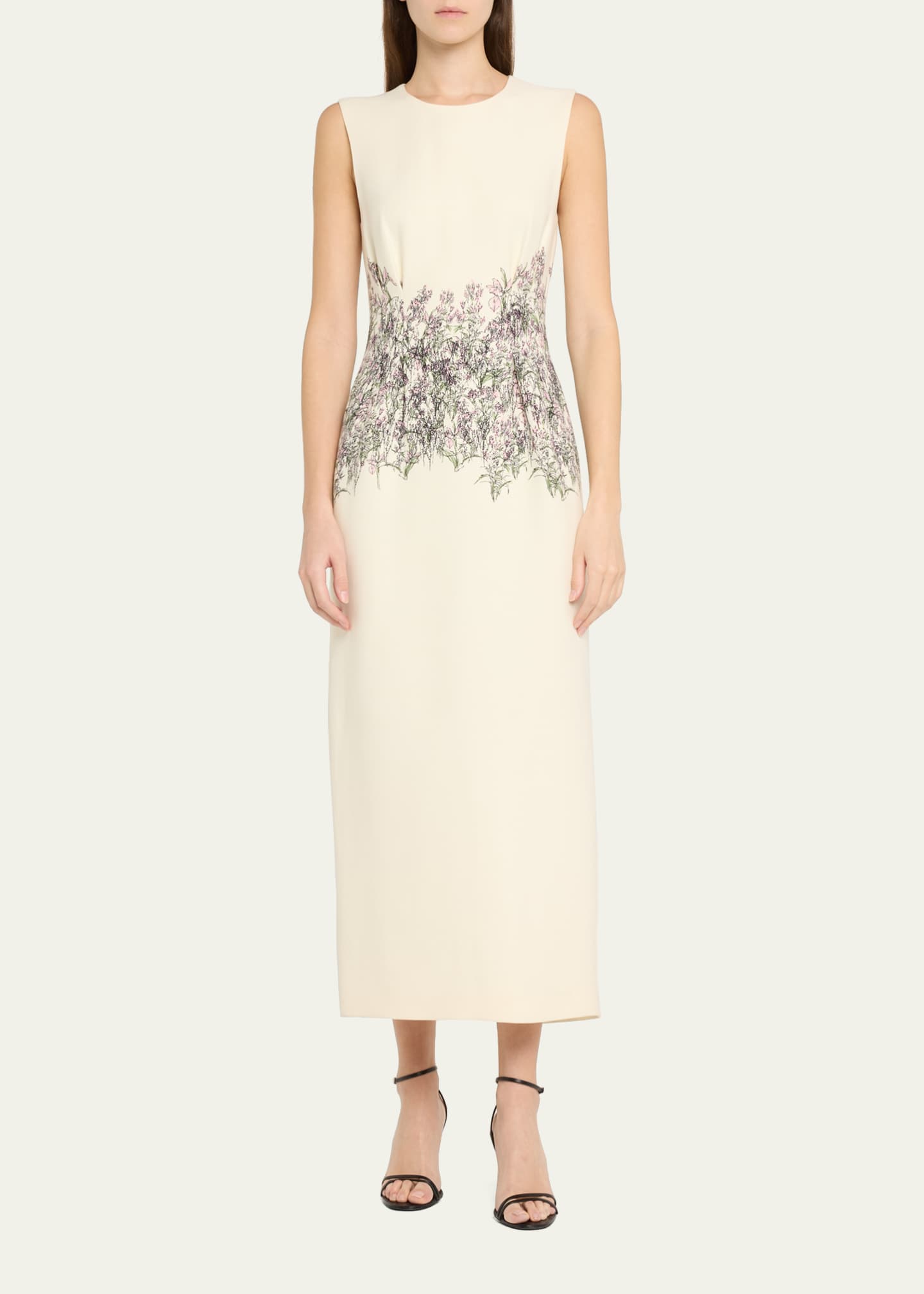 Adam Lippes Ophelia Long Printed Wool Dress Image 2 of 5