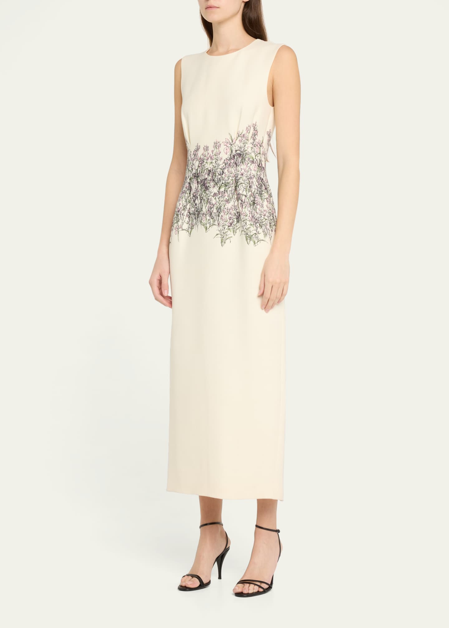Adam Lippes Ophelia Long Printed Wool Dress Image 4 of 5