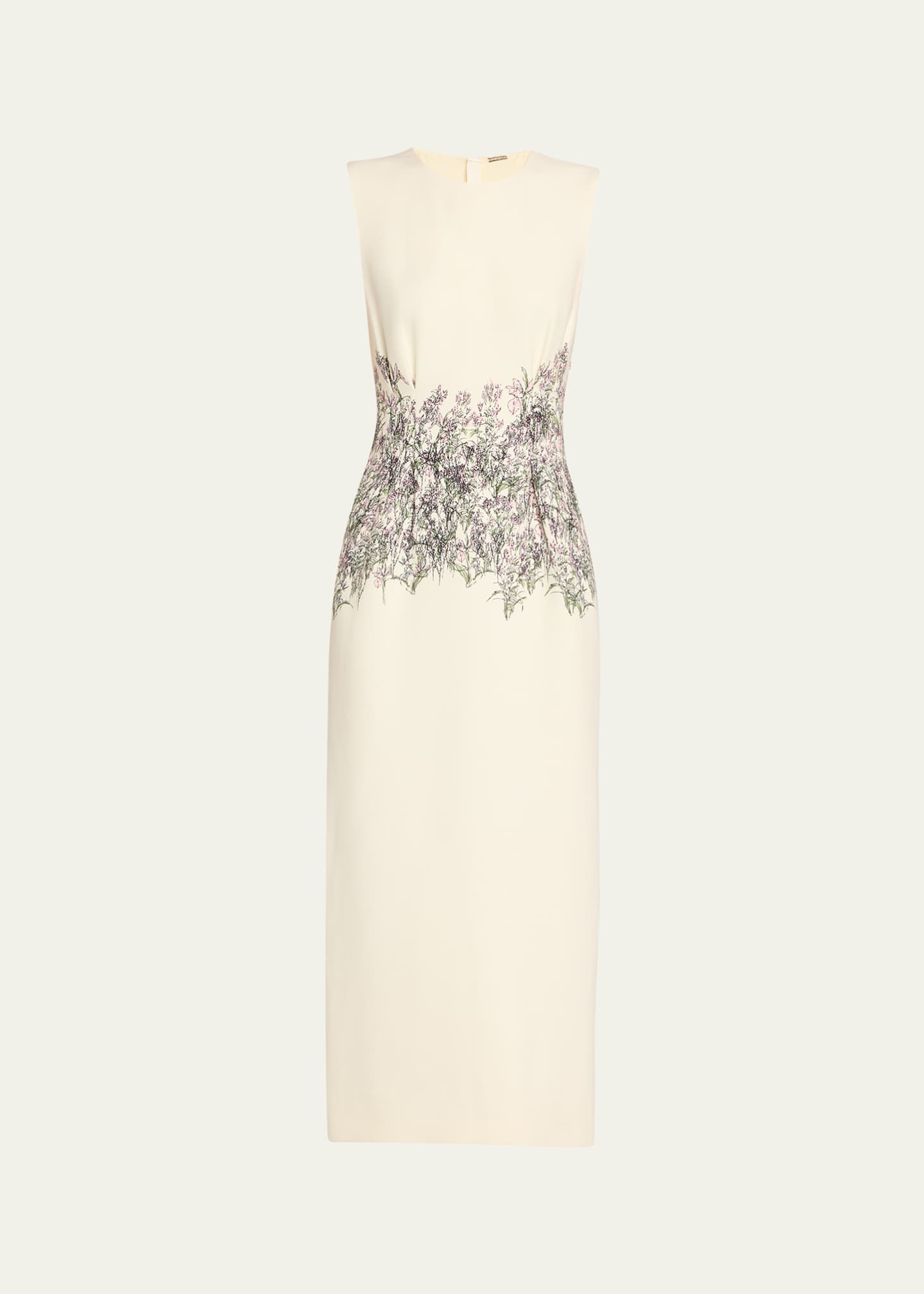 Adam Lippes Ophelia Long Printed Wool Dress Image 1 of 5