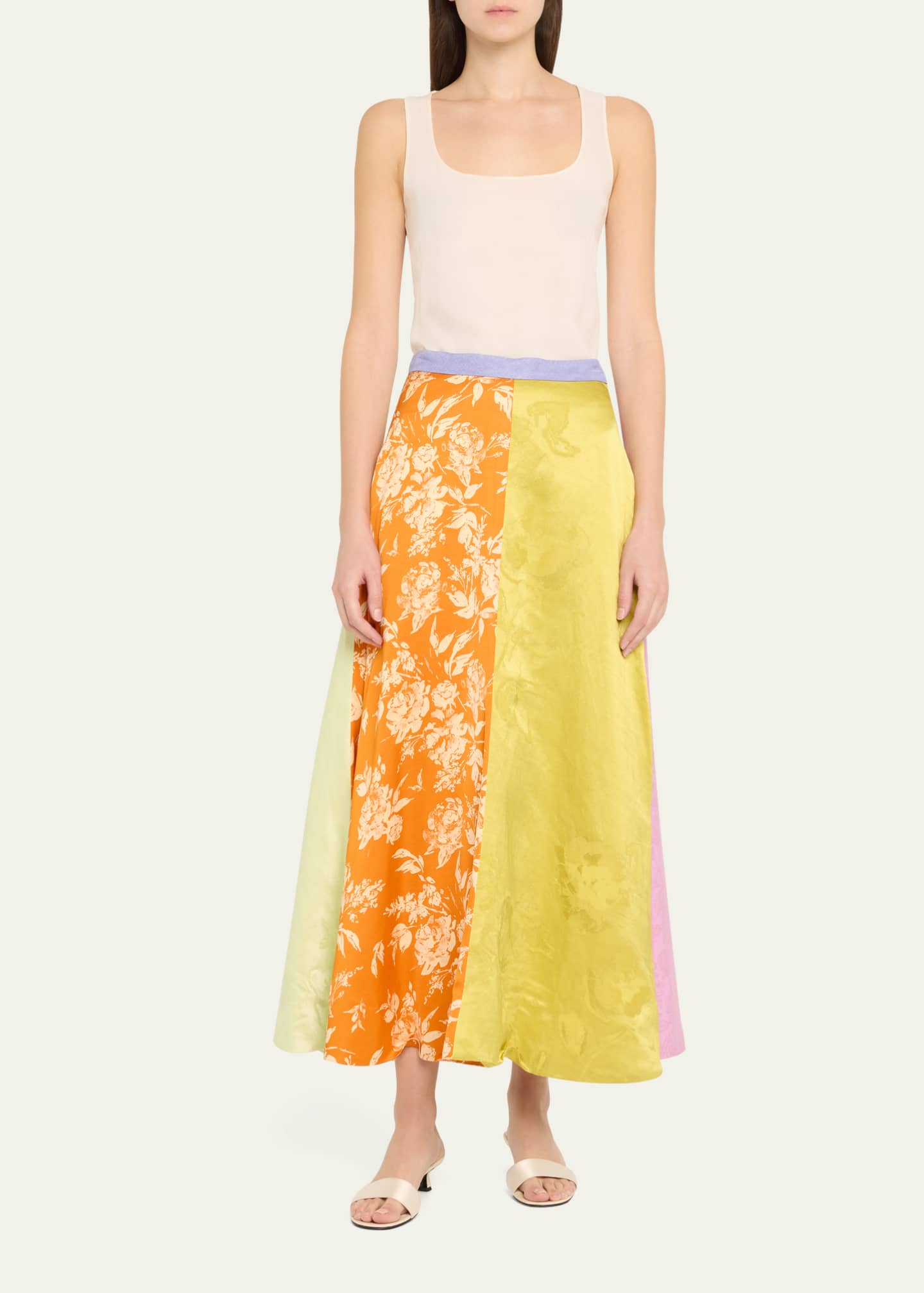 Rosie Assoulin Colorblock Floral Jacquard Paneled Maxi Skirt Image 2 of 5