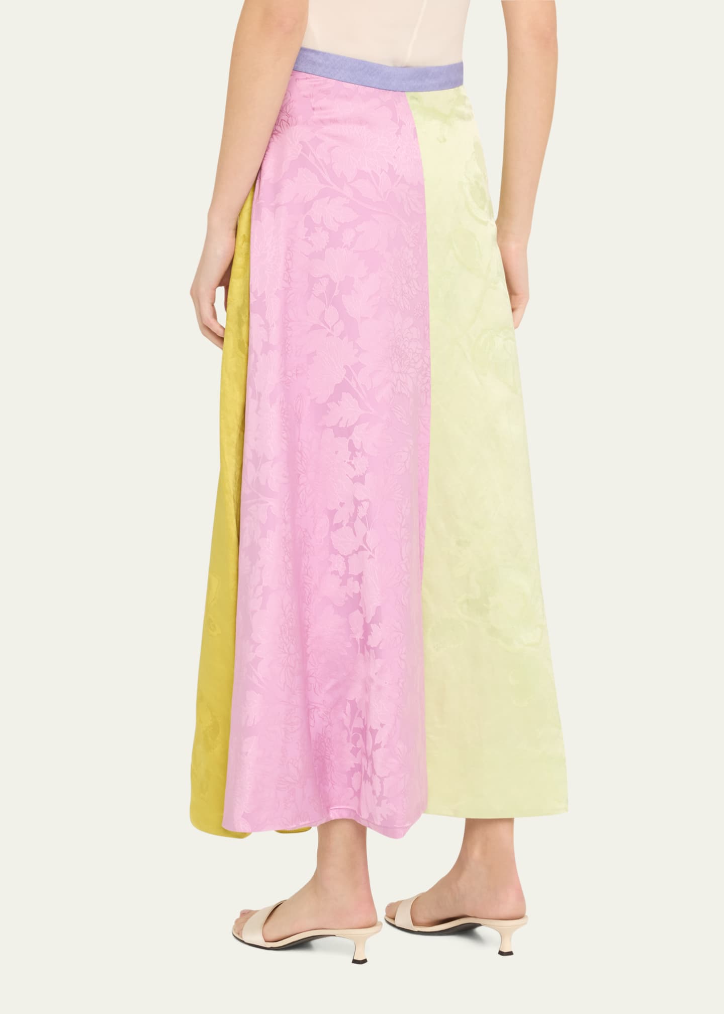 Rosie Assoulin Colorblock Floral Jacquard Paneled Maxi Skirt Image 3 of 5