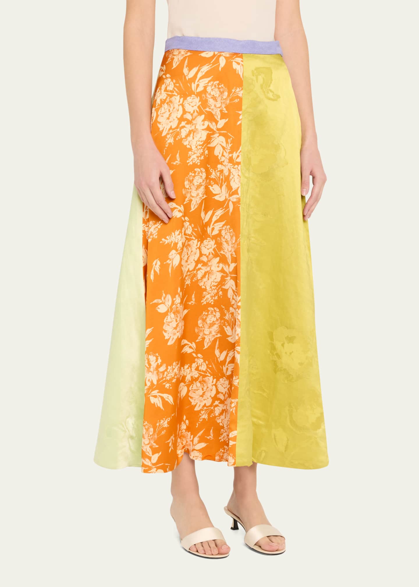Rosie Assoulin Colorblock Floral Jacquard Paneled Maxi Skirt Image 4 of 5