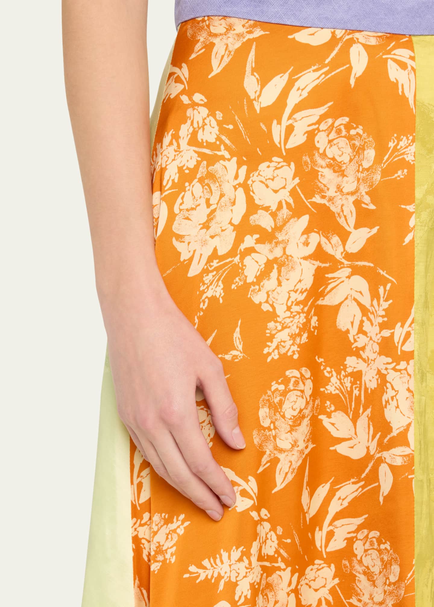 Rosie Assoulin Colorblock Floral Jacquard Paneled Maxi Skirt Image 5 of 5