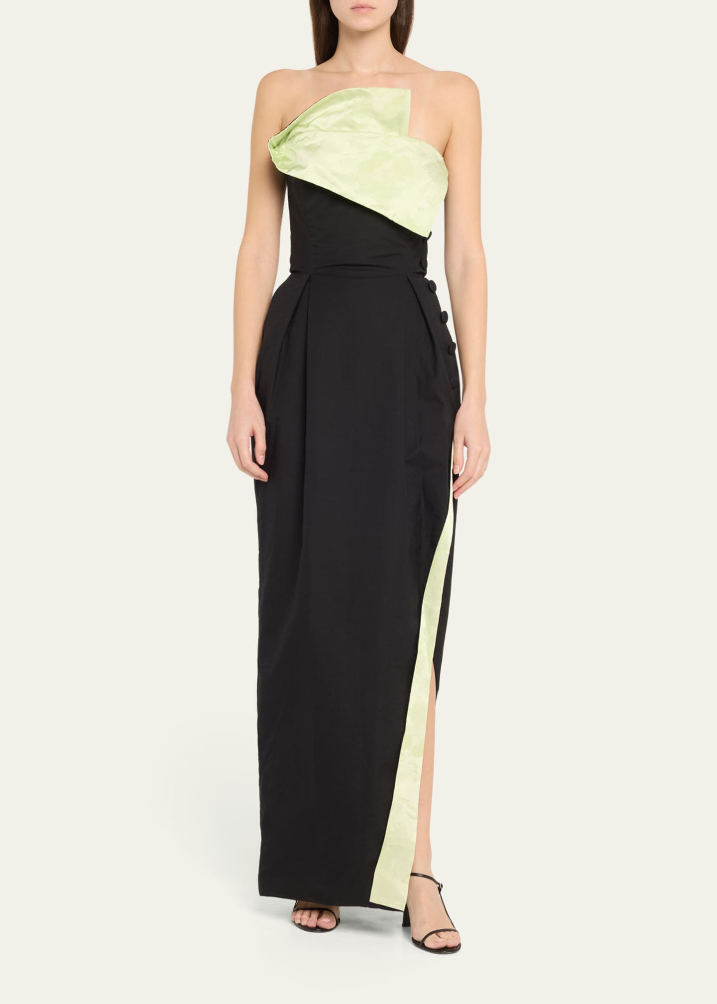 Rosie Assoulin Peep Lapel Strapless Gown Image 2 of 5